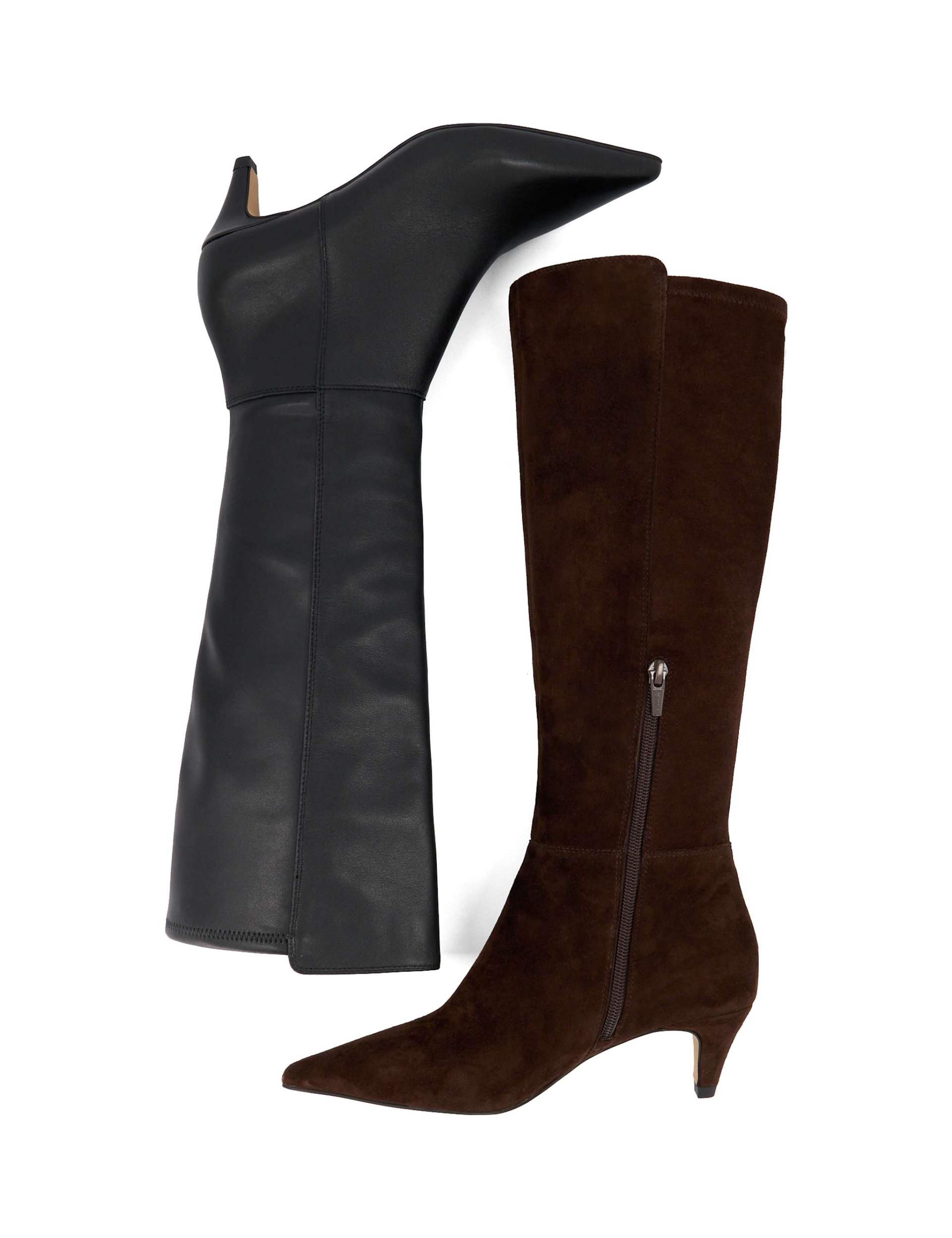 Shasa Suede Kitten Heel Pointed Toe Knee High Boots 5 of 5
