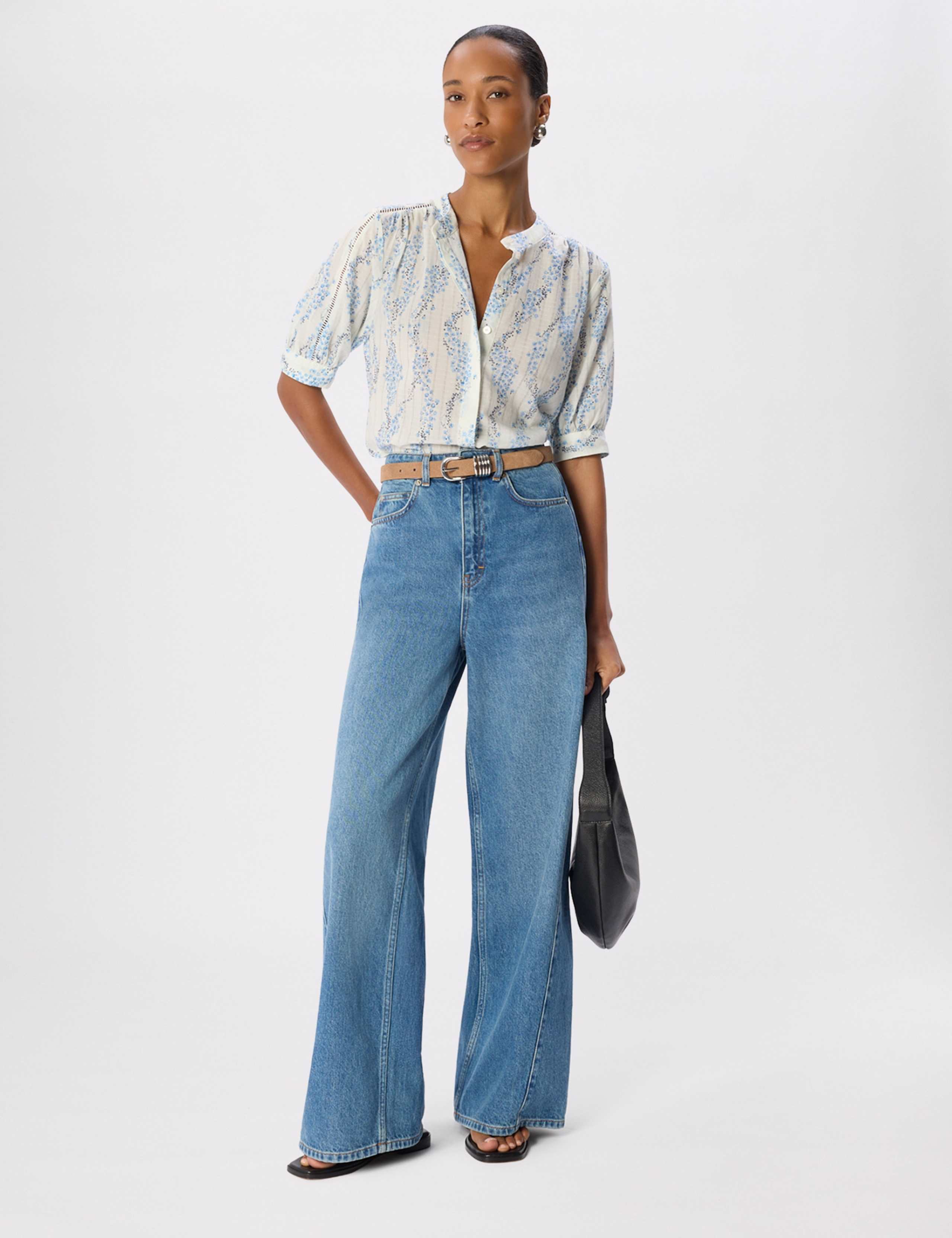 Lyocell Blend Floral Button Through Top 3 of 6