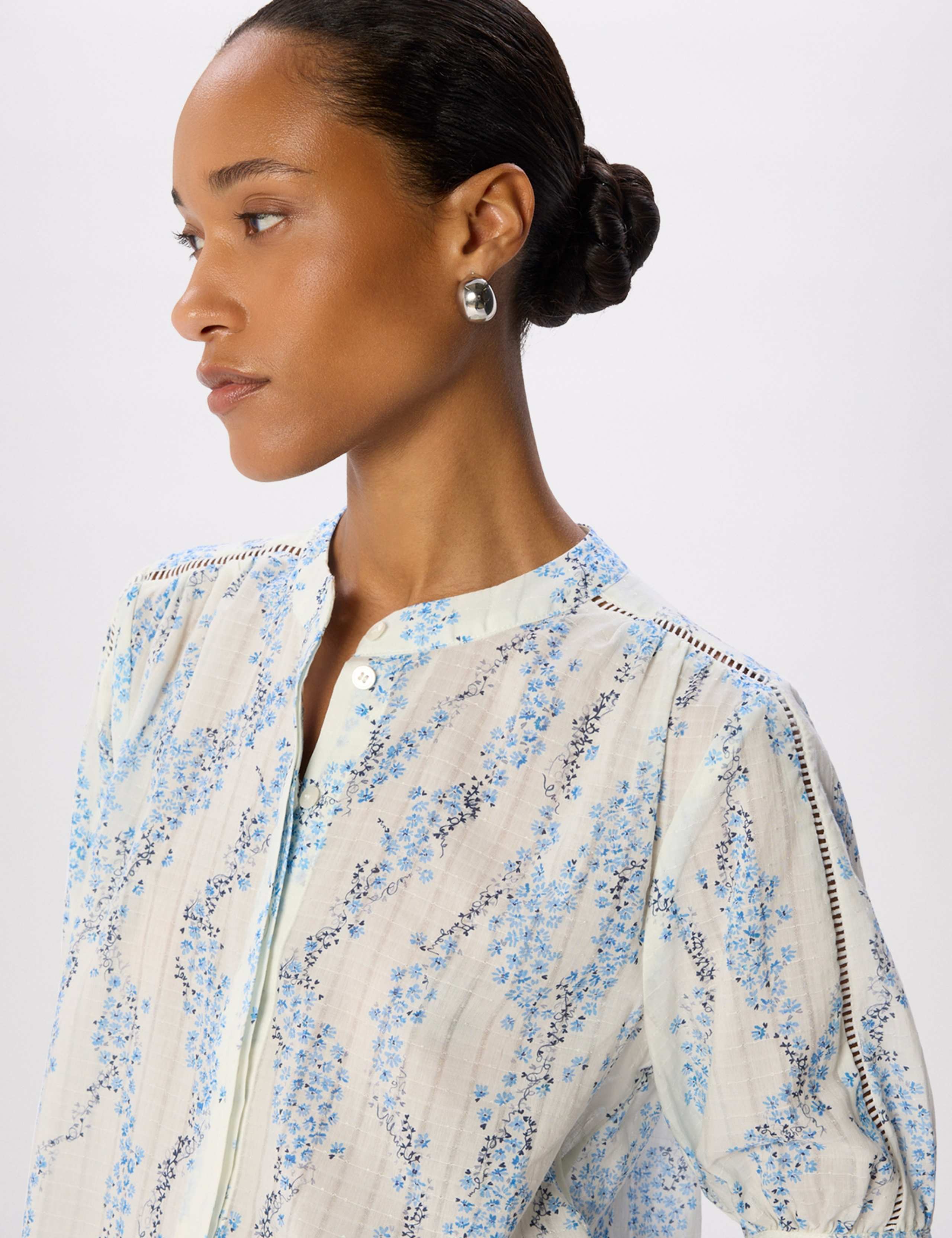Lyocell Blend Floral Button Through Top 5 of 6