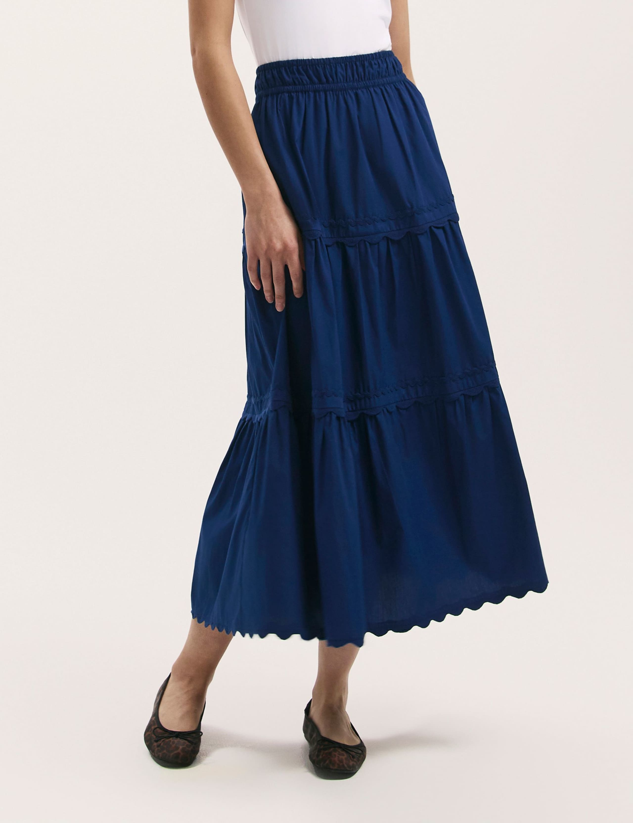 Pure Cotton Midi Tiered Skirt 2 of 4