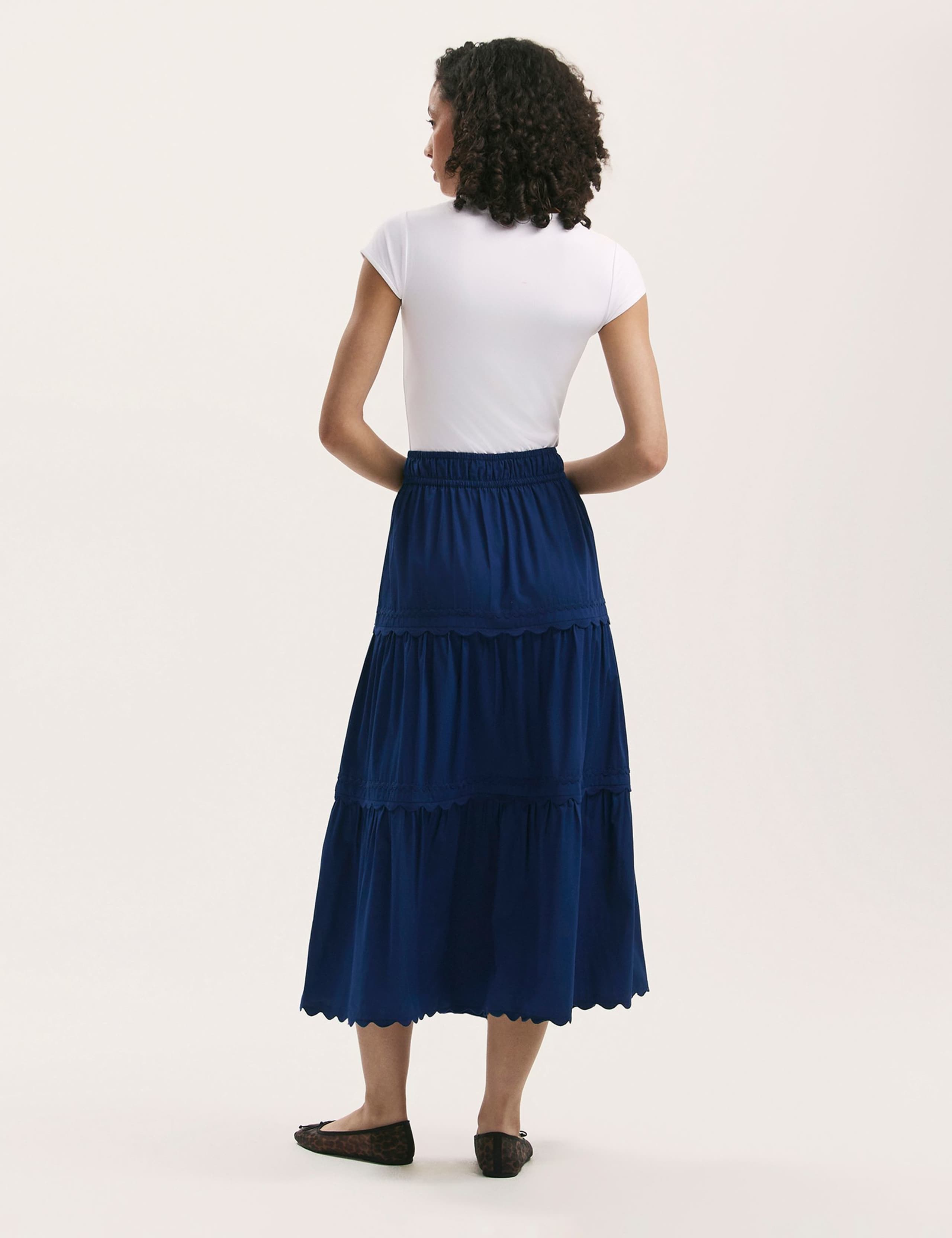 Pure Cotton Midi Tiered Skirt 3 of 4