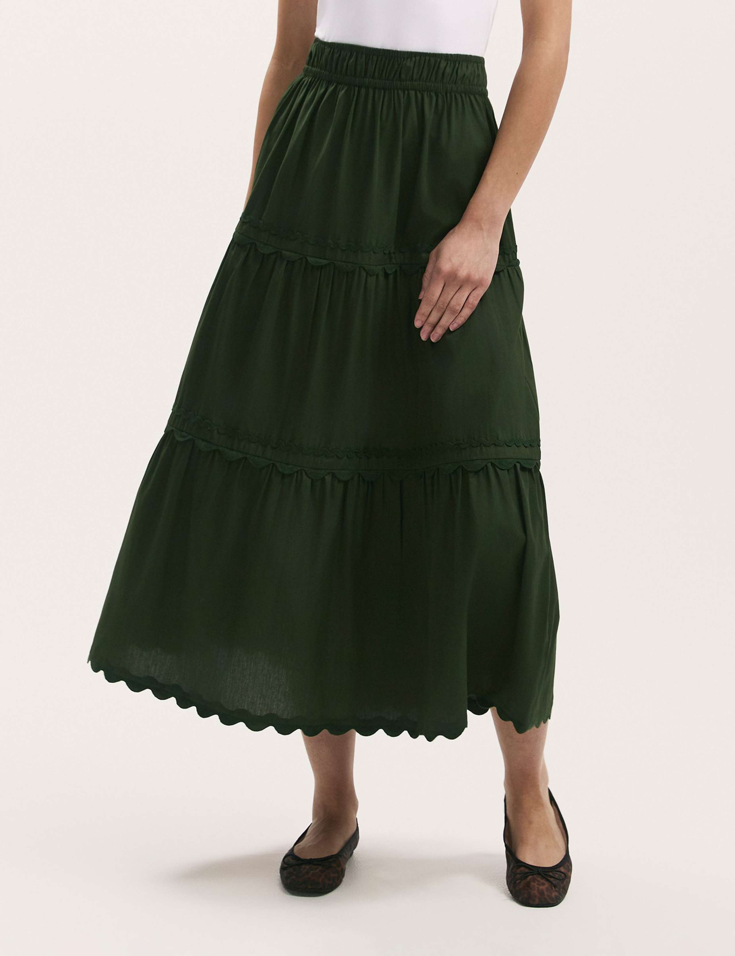 Pure Cotton Midi Tiered Skirt 2 of 4