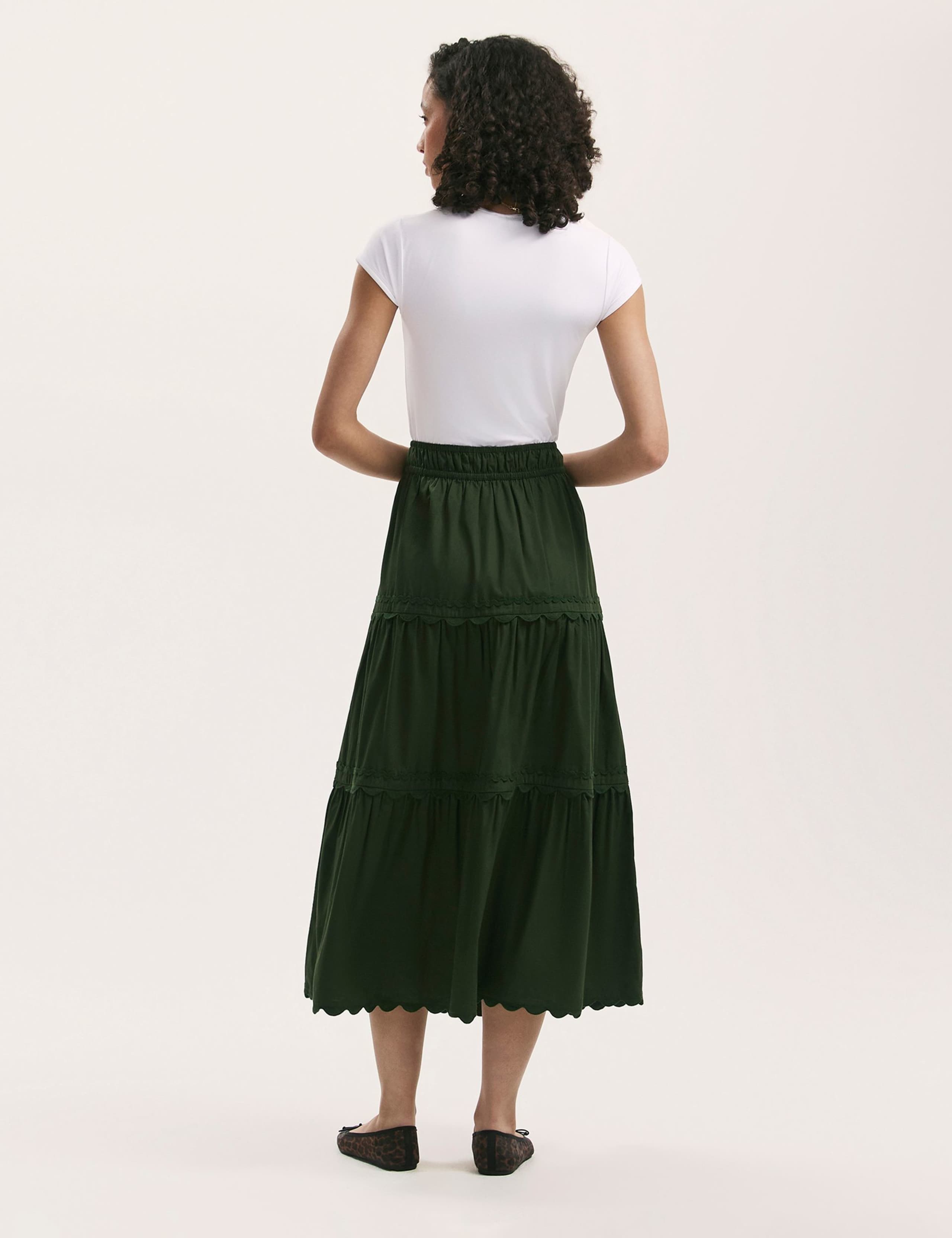 Pure Cotton Midi Tiered Skirt 3 of 4