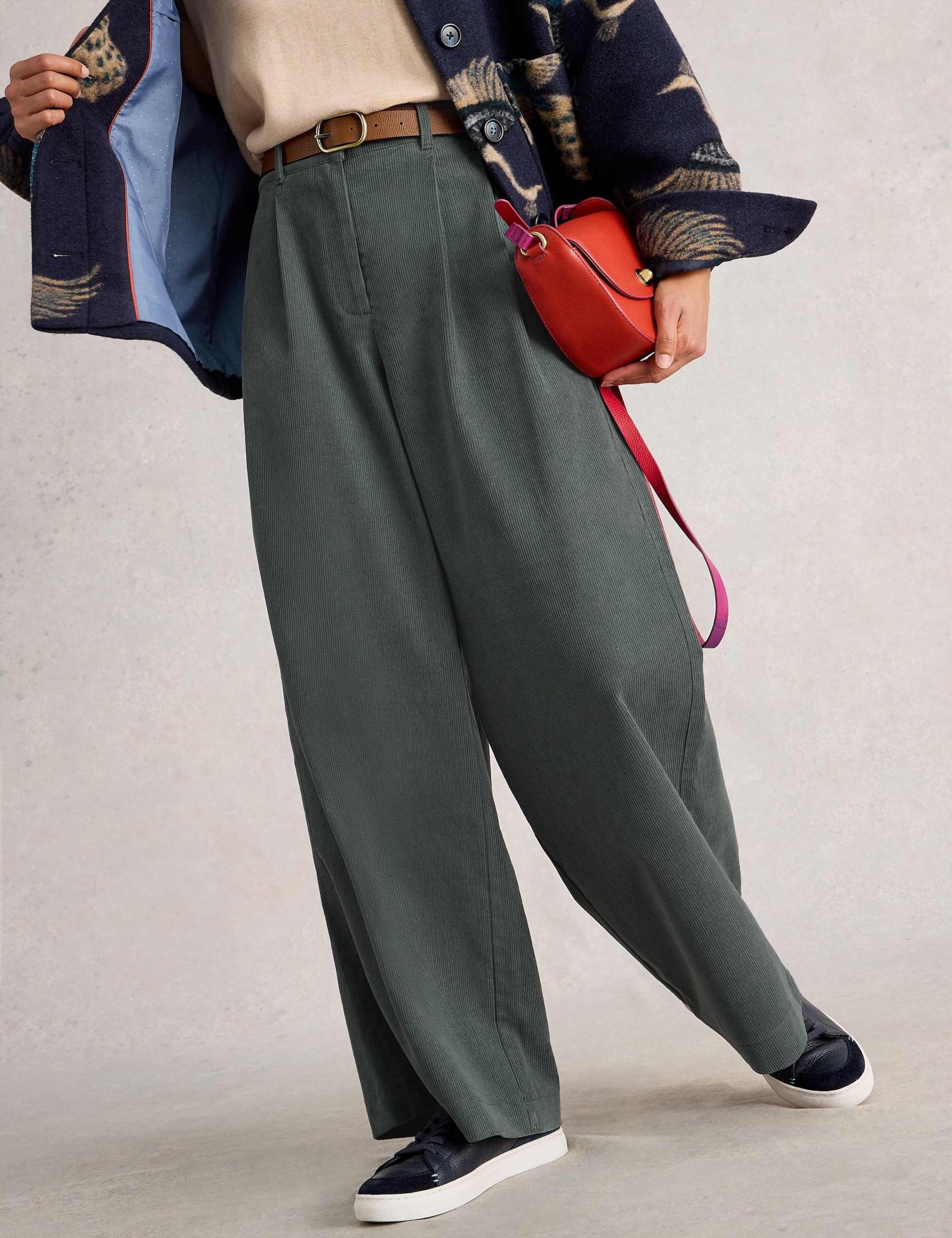 Pure Cotton Button Detail Wide Leg Trousers. 6 of 6