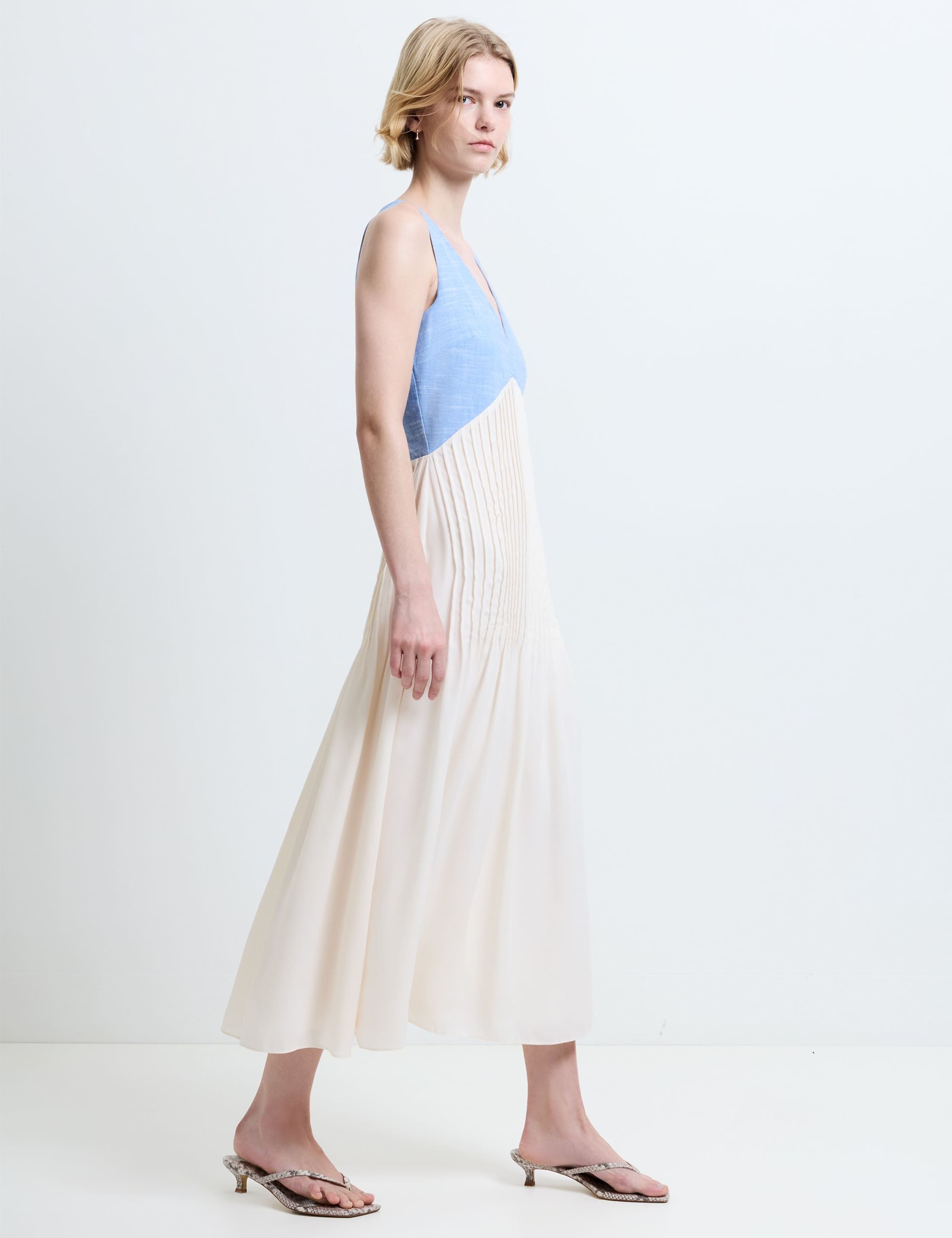 Pure Cotton Colour Block Midi Skater Dress 3 of 6