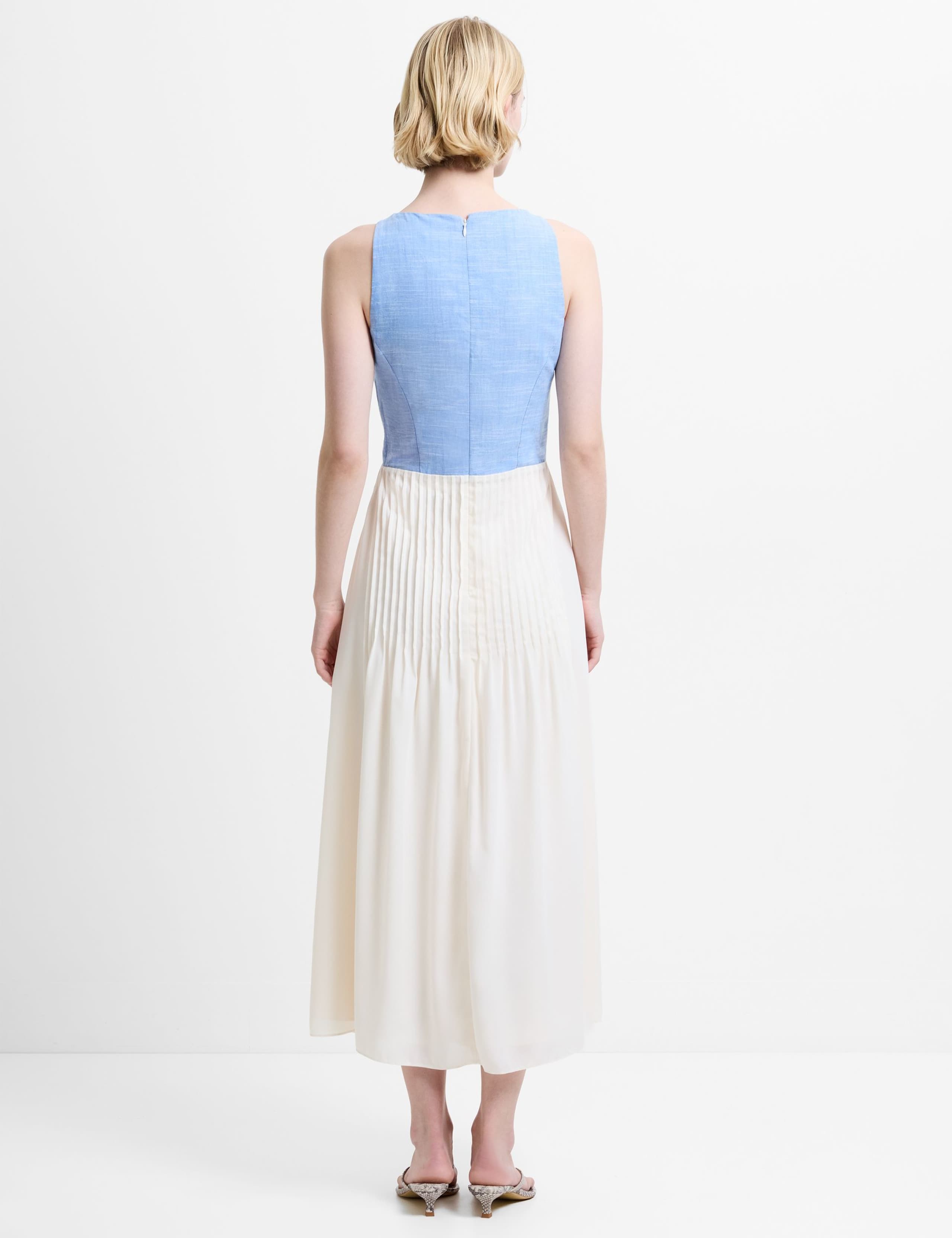 Pure Cotton Colour Block Midi Skater Dress 4 of 6