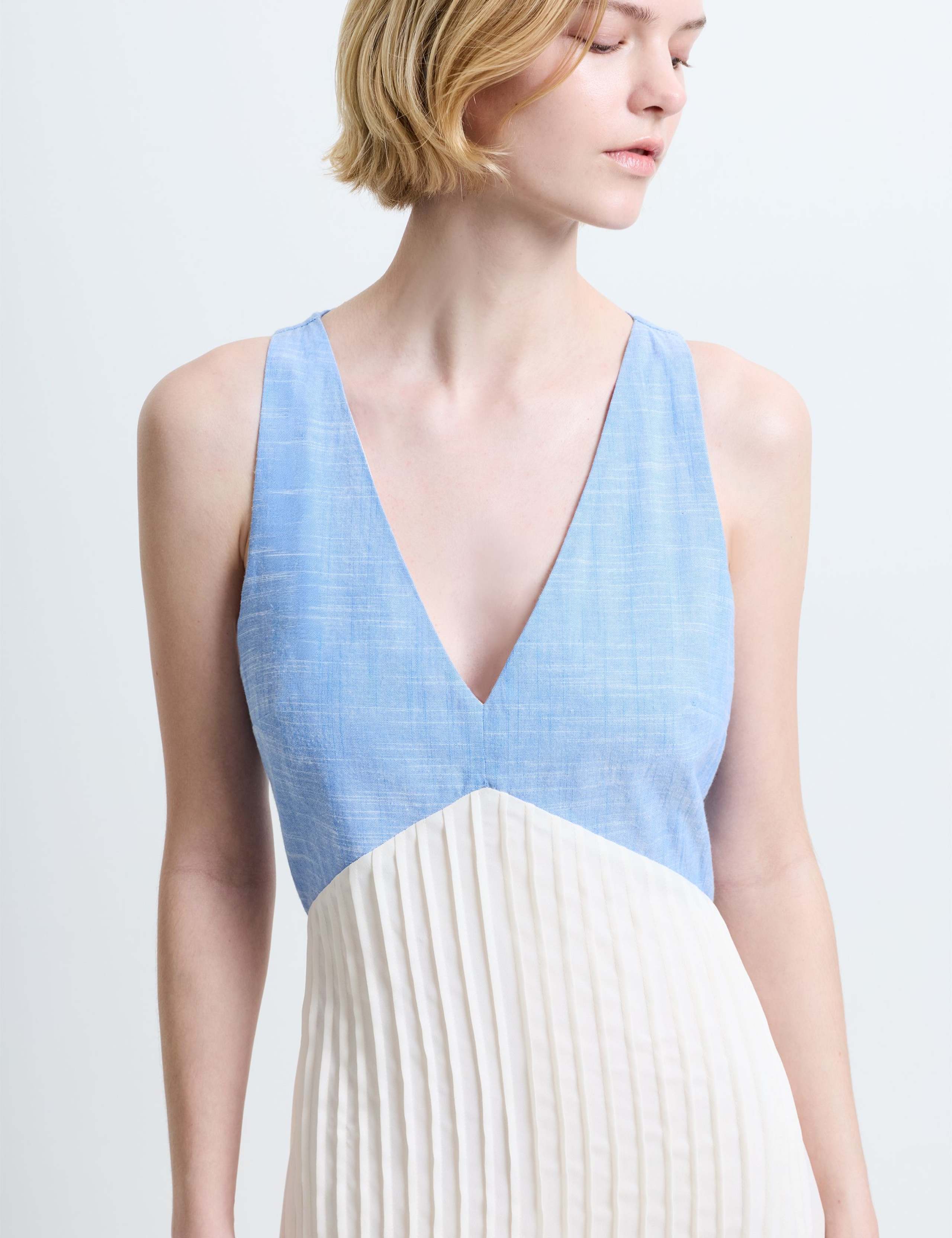 Pure Cotton Colour Block Midi Skater Dress 5 of 6