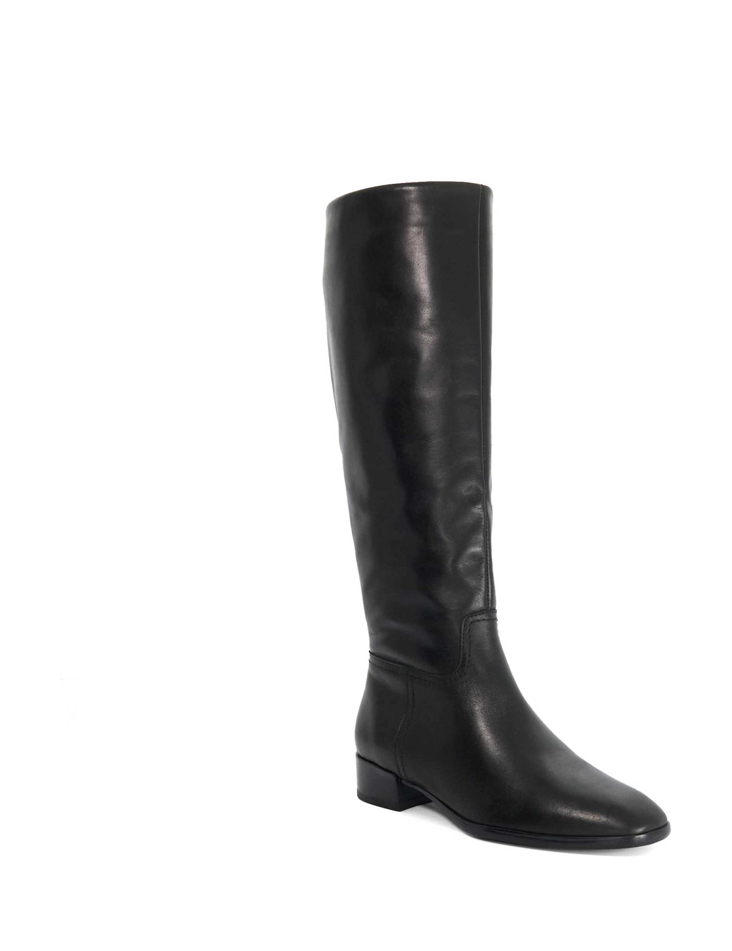 Leather Block Heel Knee High Boots 2 of 5