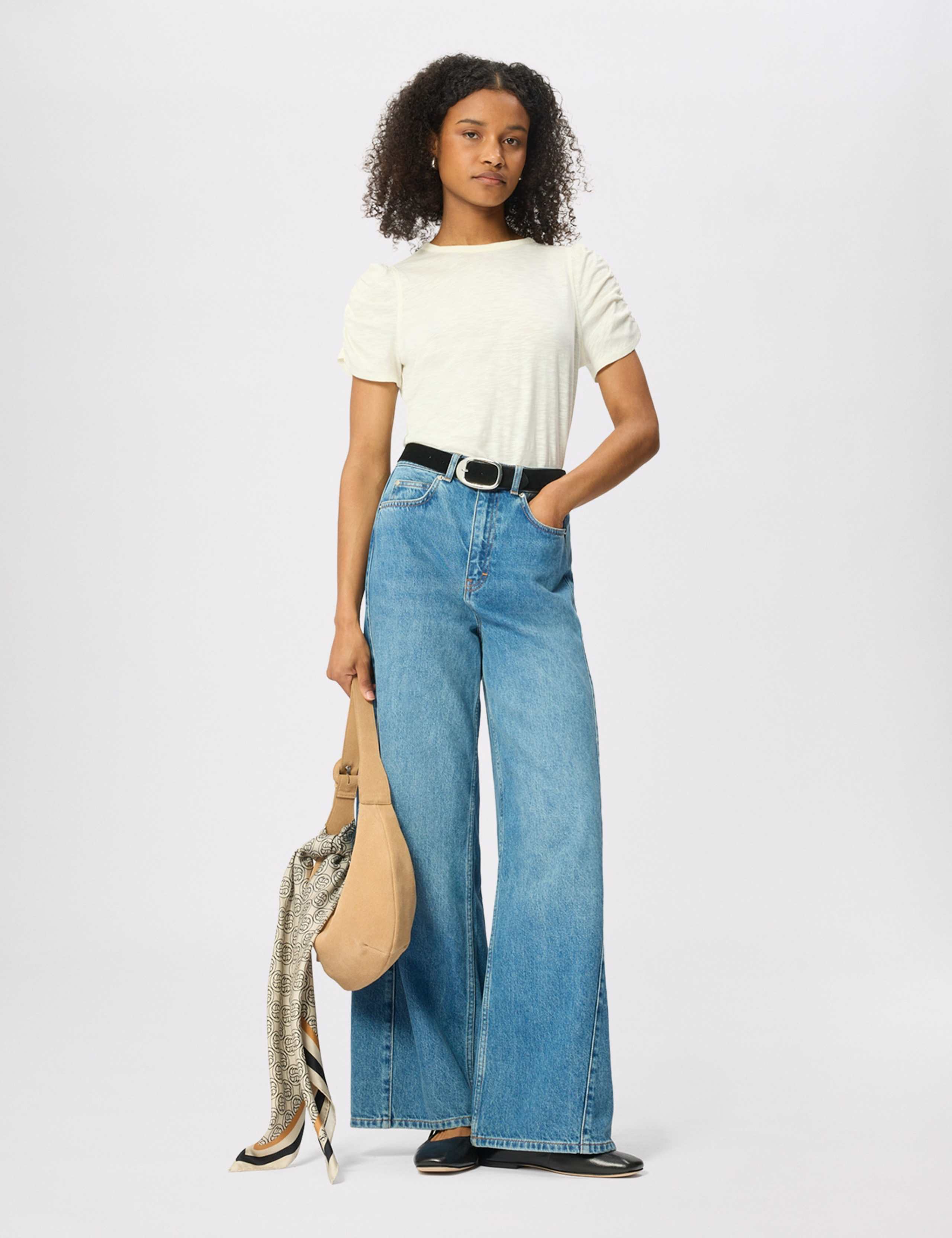 Pure Cotton Gathered Sleeve T-Shirt 6 of 6