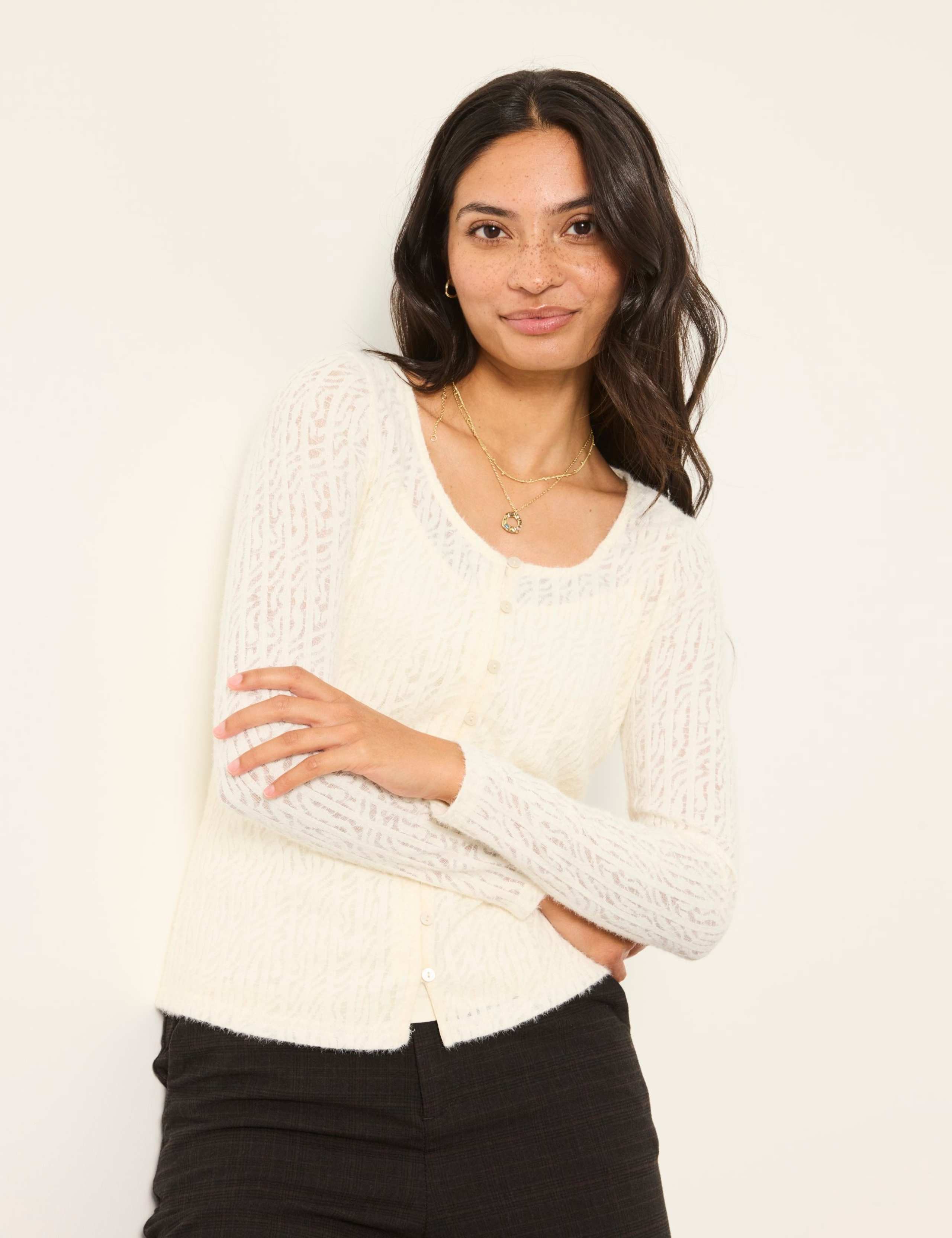 Regular Fit Lace Insert Cardigan 4 of 6