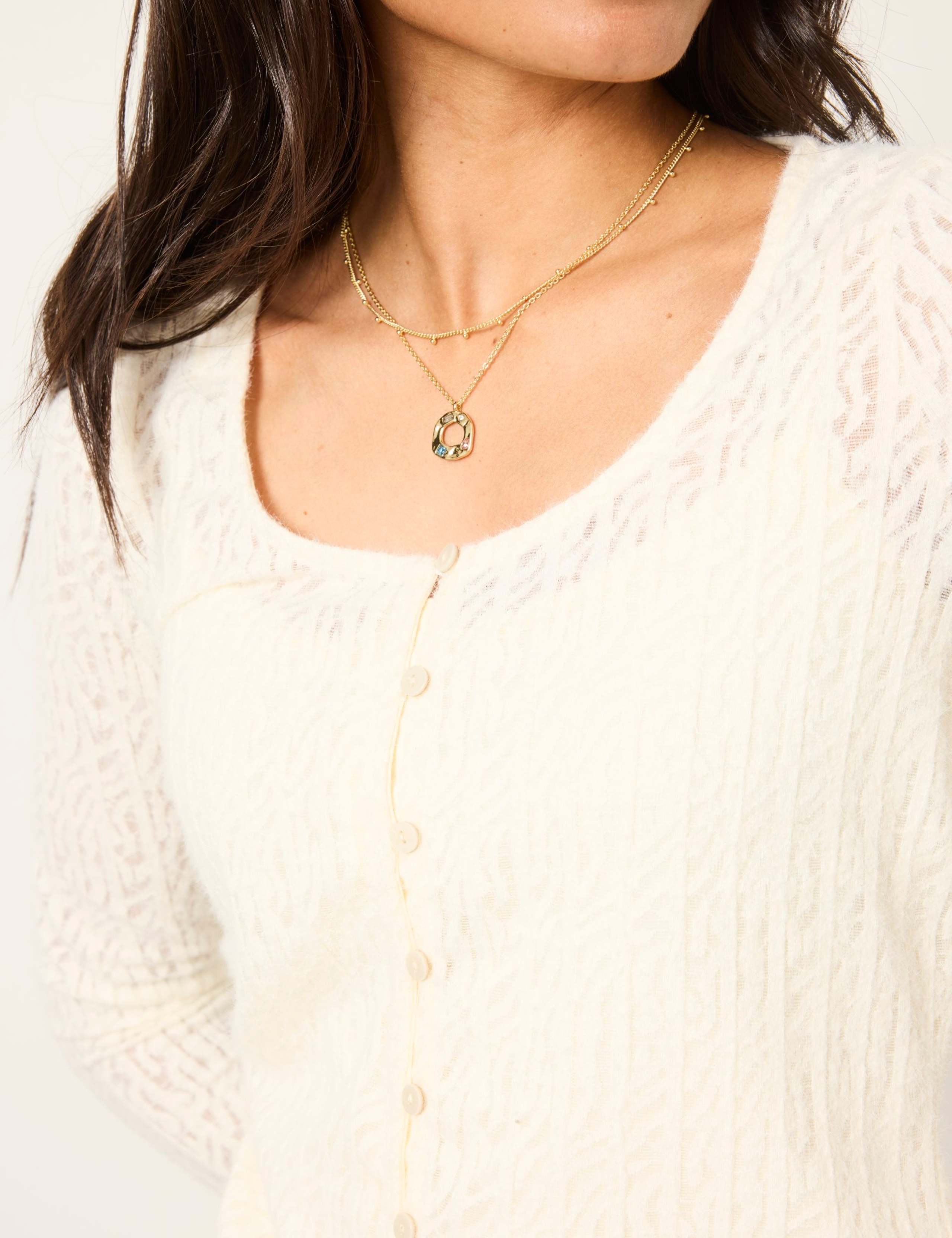 Regular Fit Lace Insert Cardigan 6 of 6