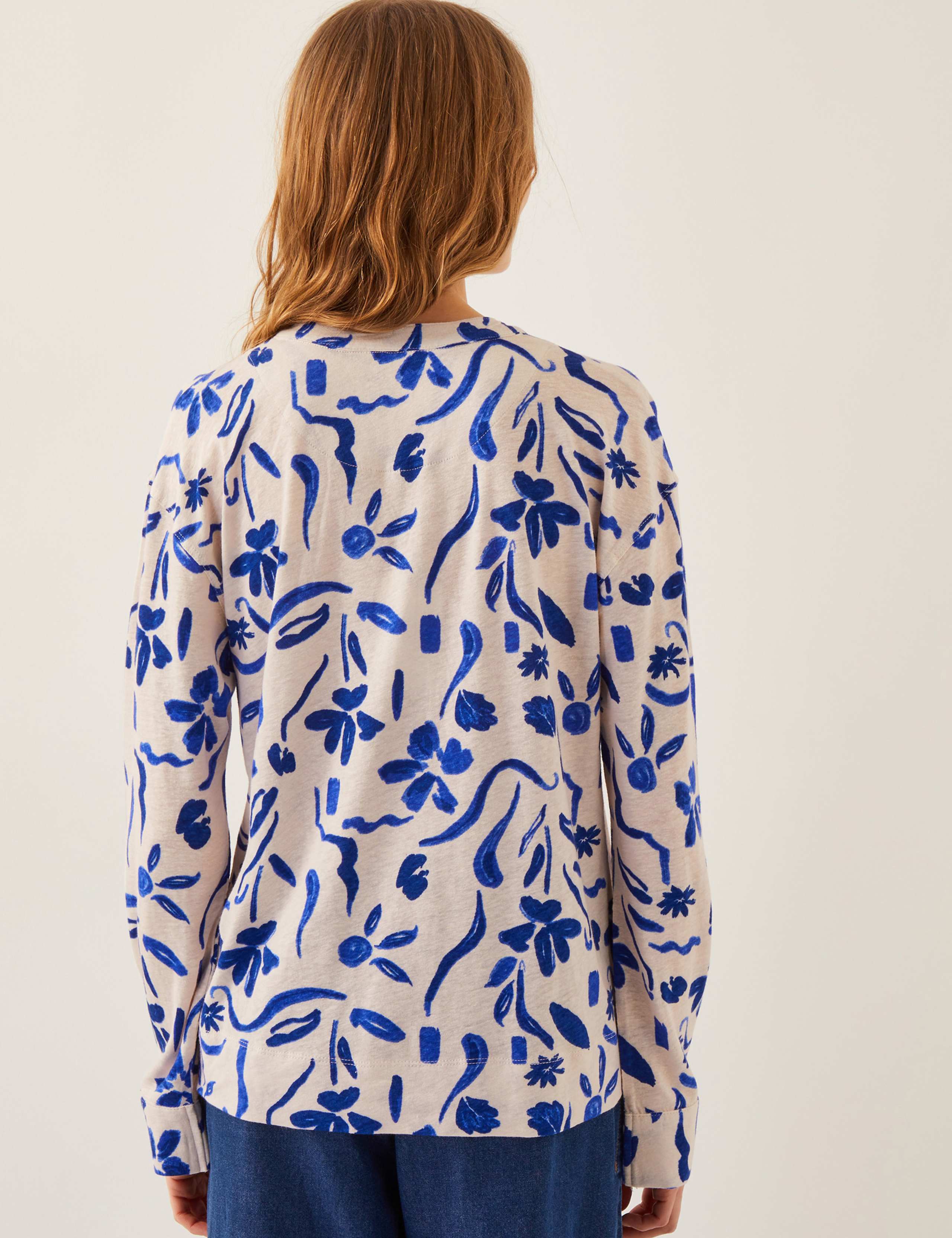 Linen Rich Floral V-Neck Blouse 4 of 4