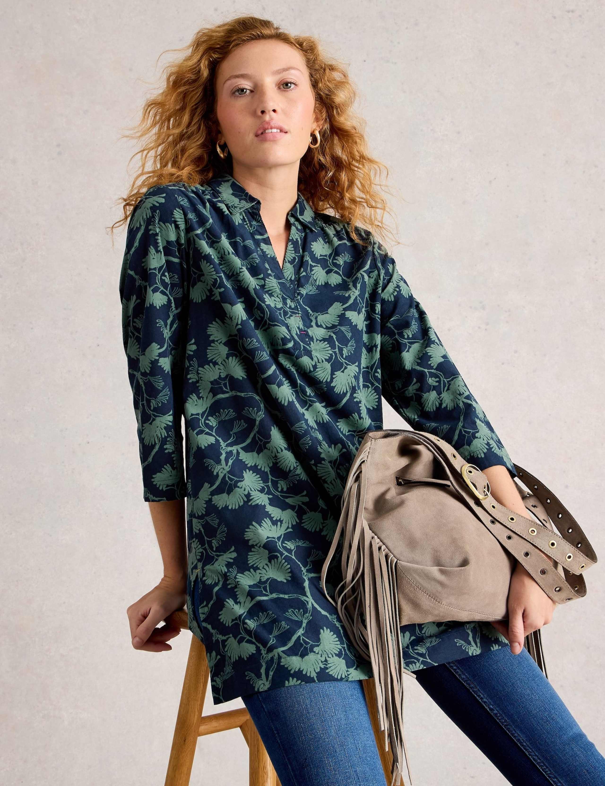 Pure Cotton Cord Printed Collared Tunic 4 of 6