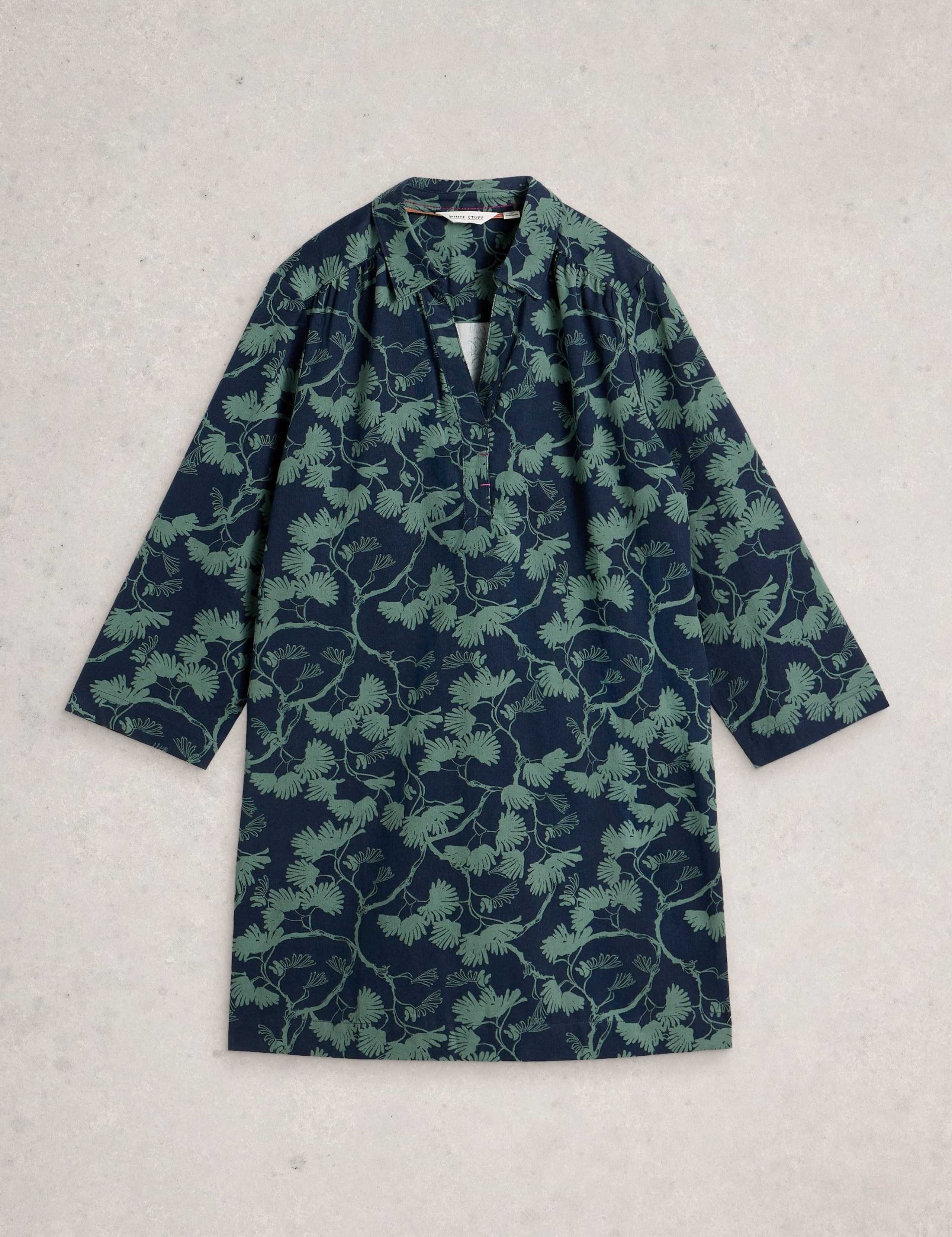 Pure Cotton Cord Printed Collared Tunic 2 of 6