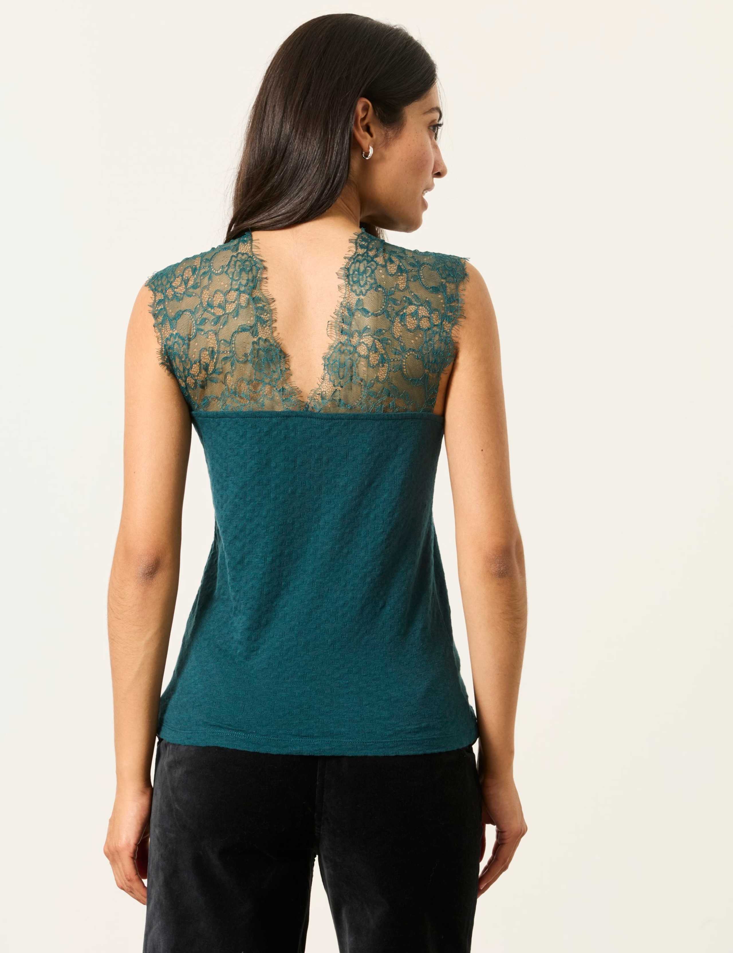 Pure Cotton V-Neck Lace Detail Top 6 of 6