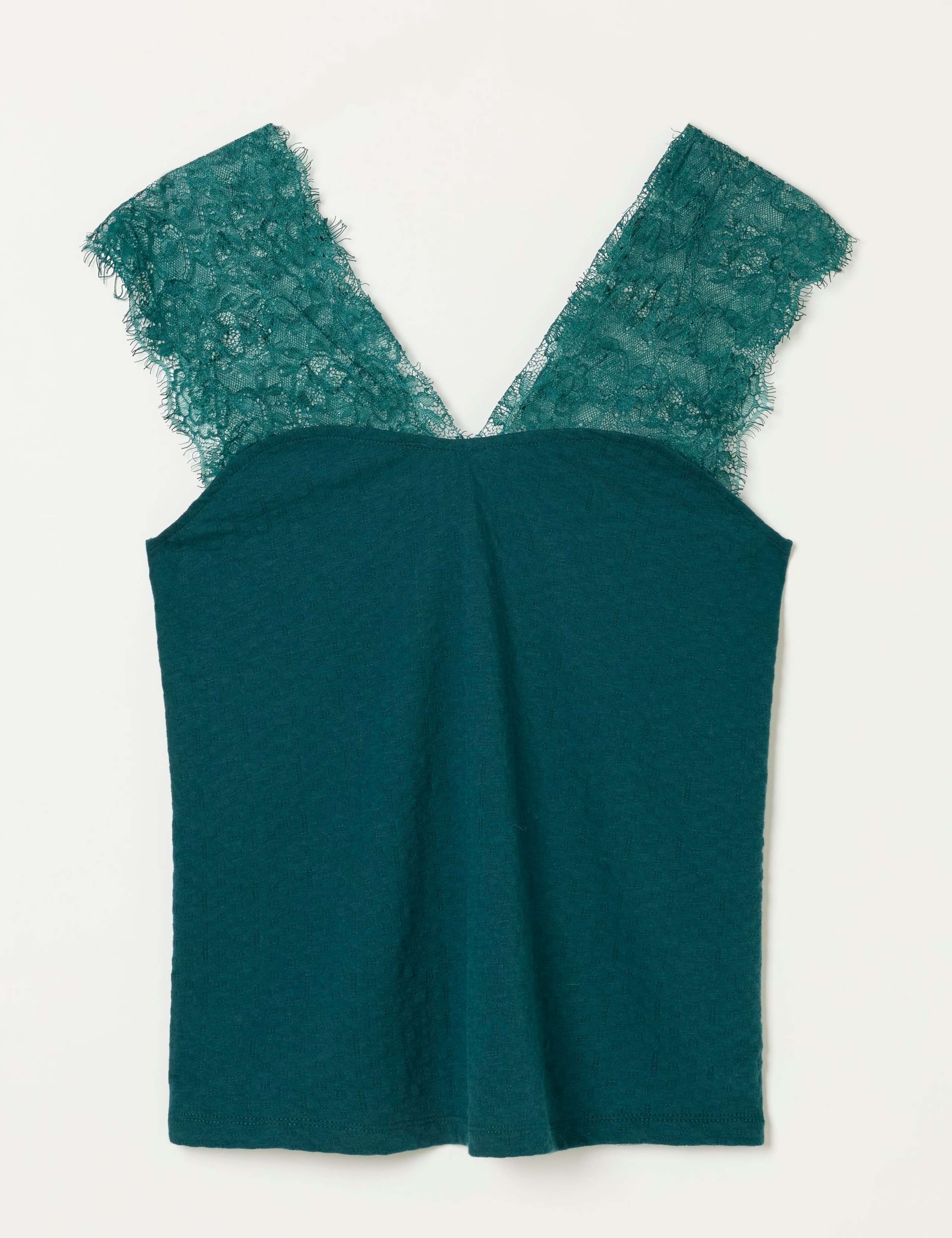 Pure Cotton V-Neck Lace Detail Top 2 of 6