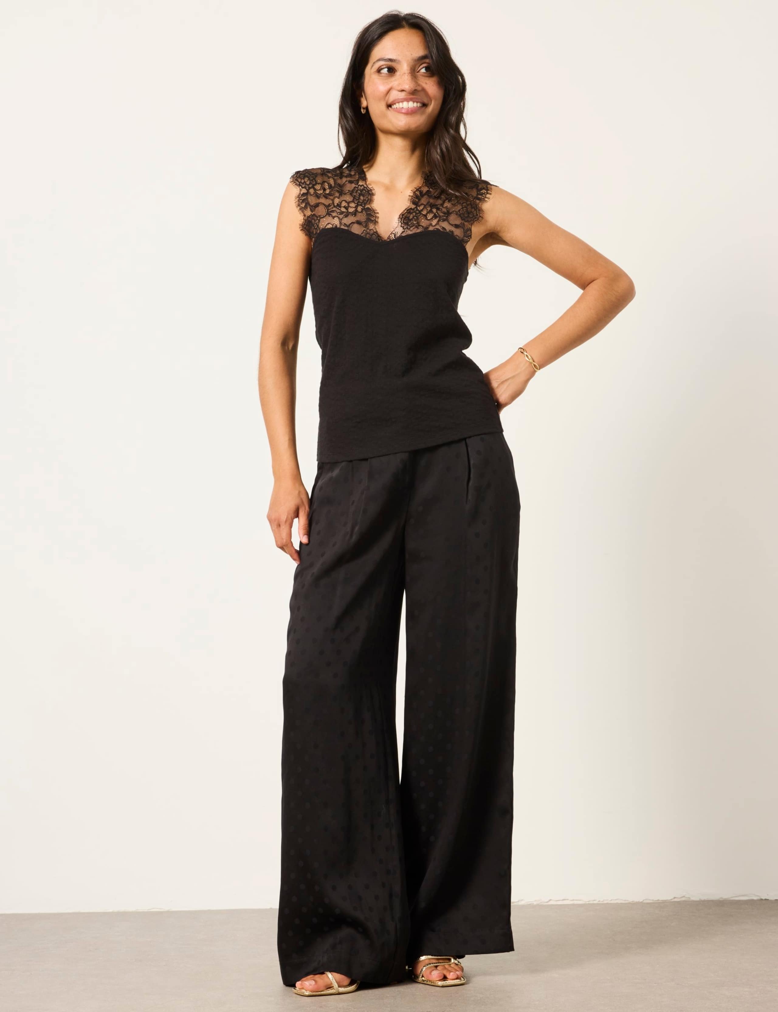 Pure Cotton V-Neck Lace Detail Top 3 of 7