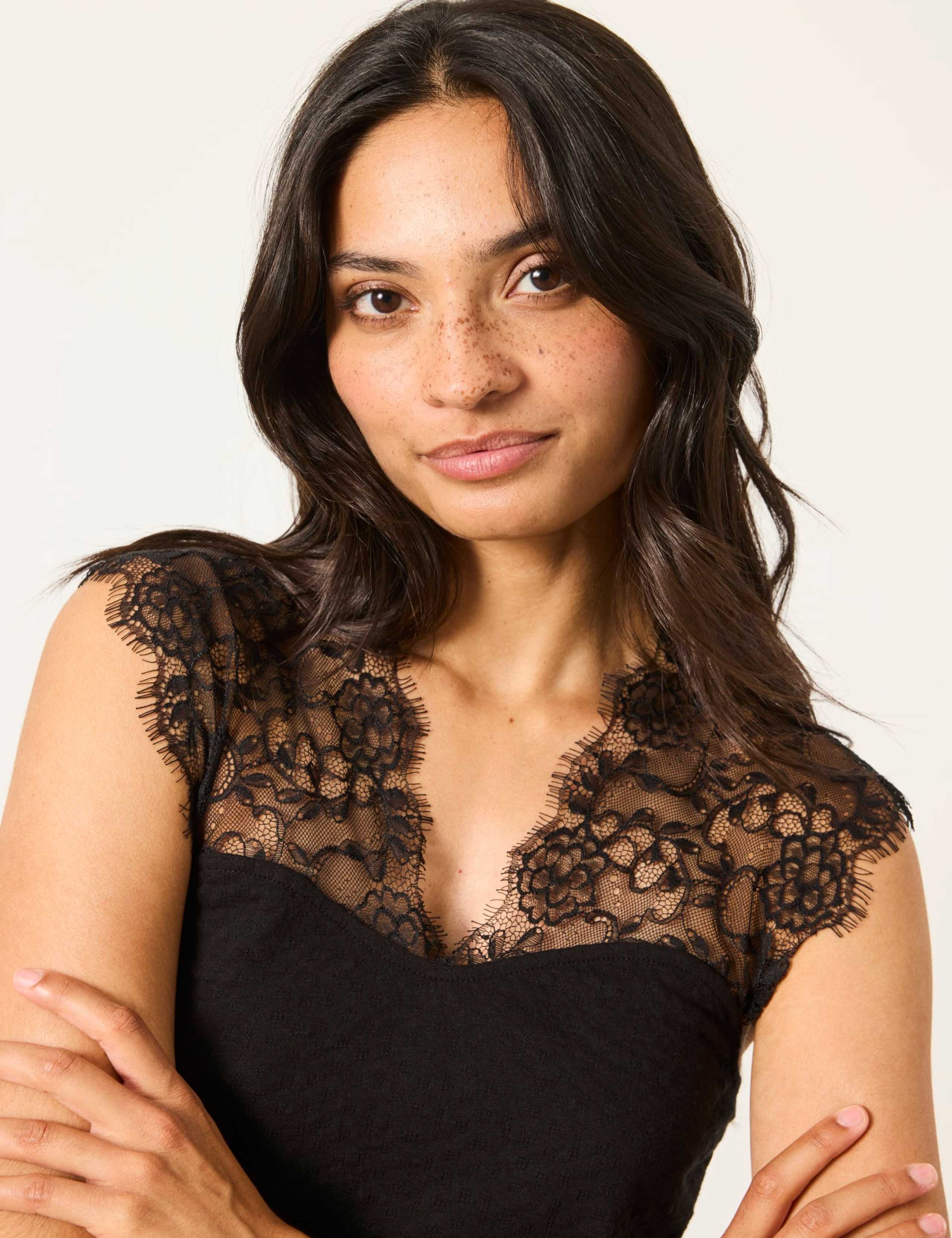 Pure Cotton V-Neck Lace Detail Top 5 of 7