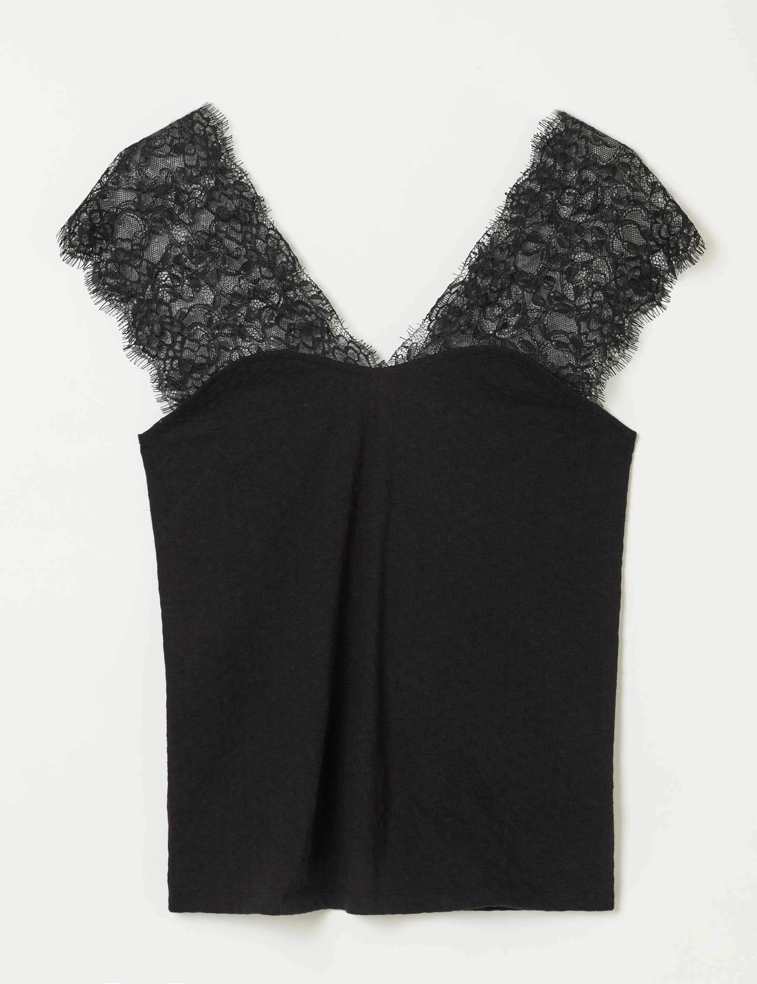 Pure Cotton V-Neck Lace Detail Top 2 of 7
