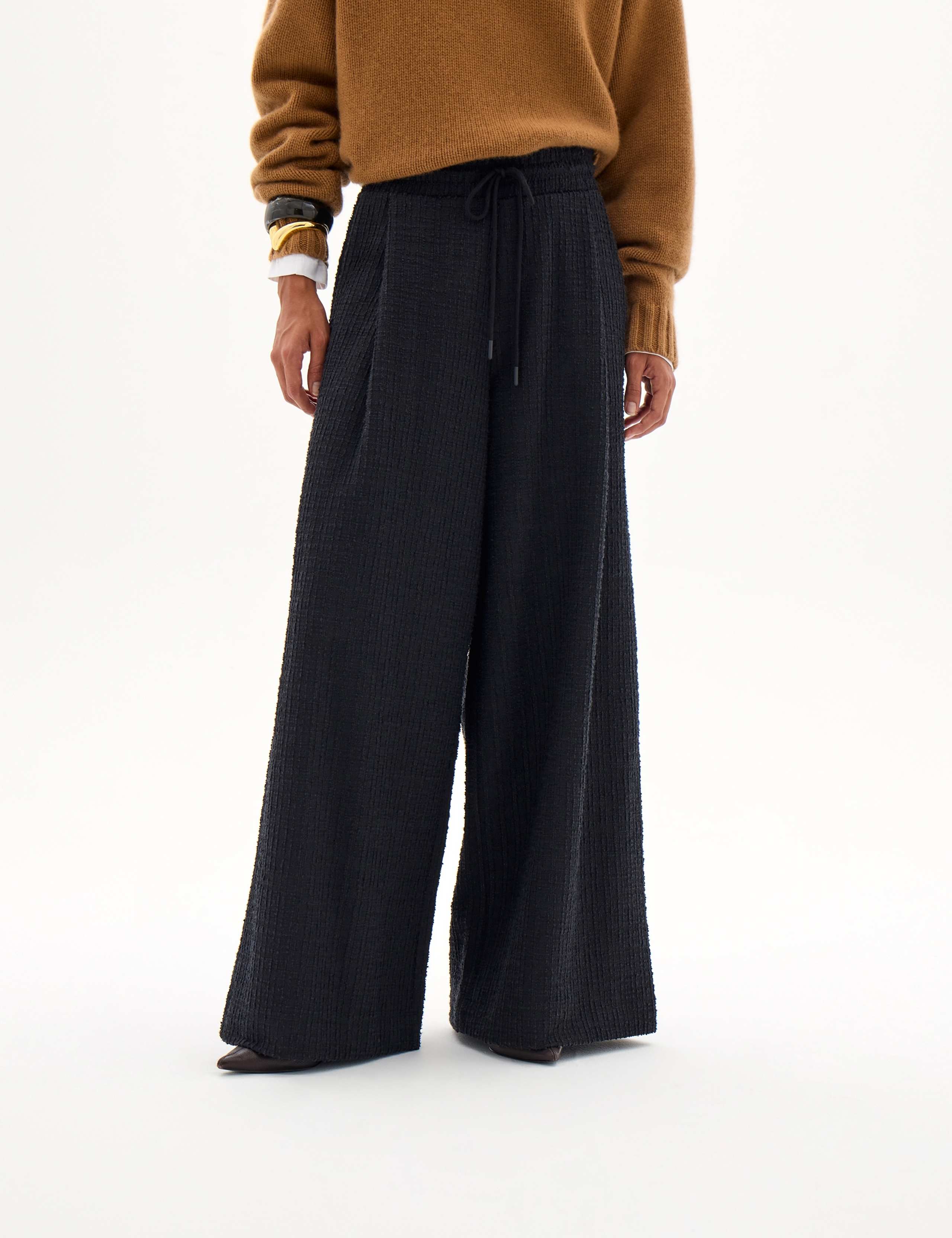 Textured Check Wide Leg Trousers 1 of 5
