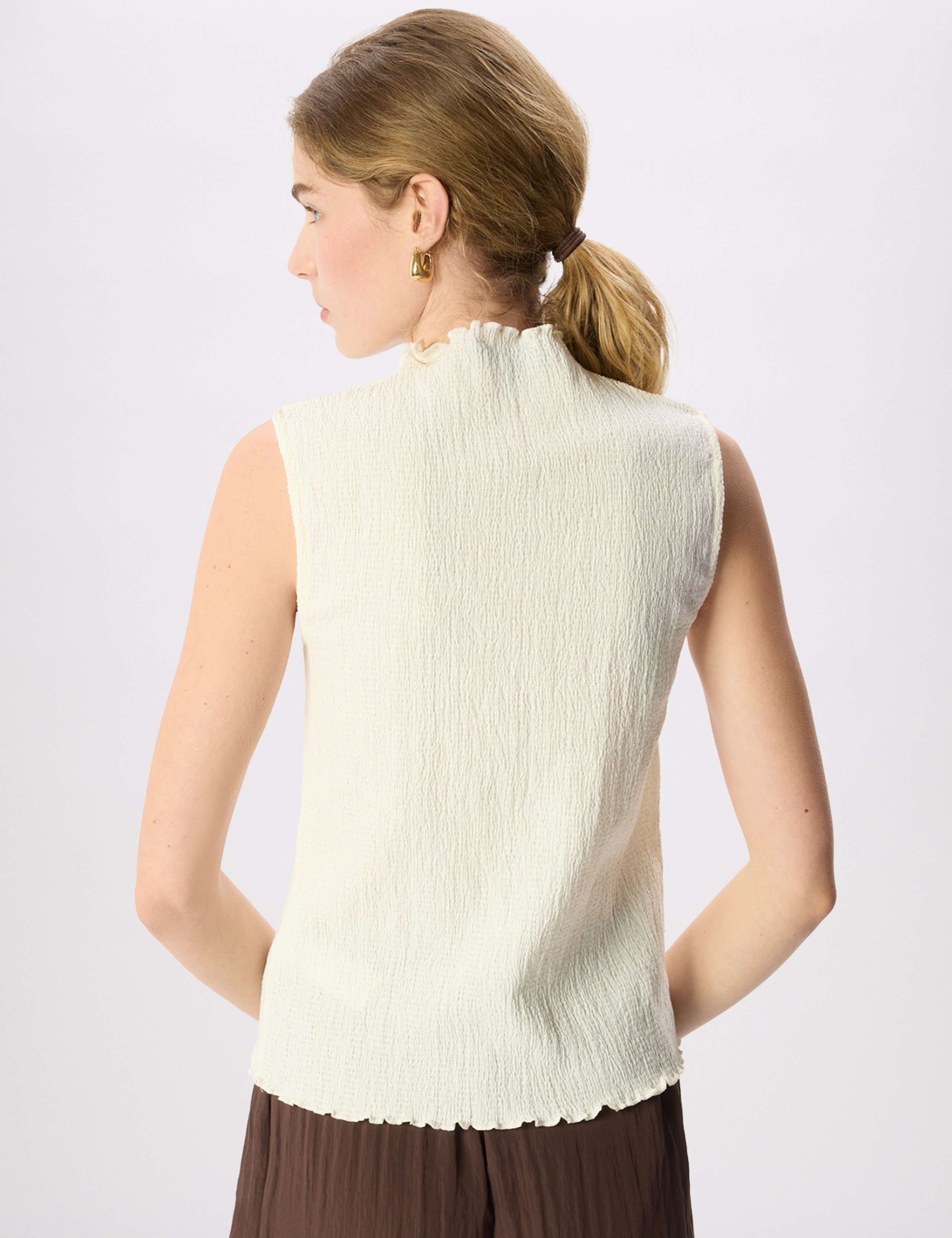 Cotton Blend Textured High Neck Top 3 of 7