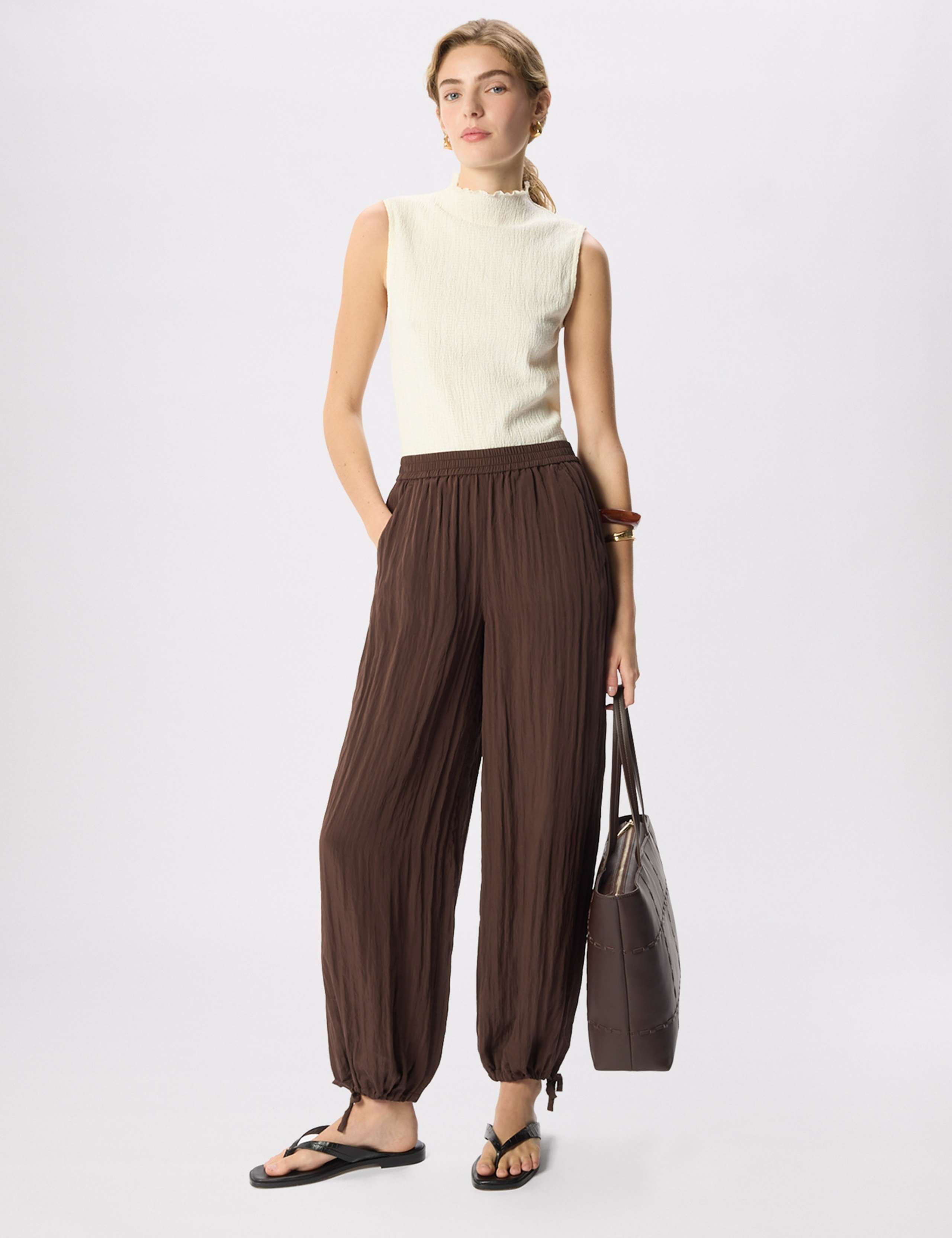 Cotton Blend Textured High Neck Top 5 of 7