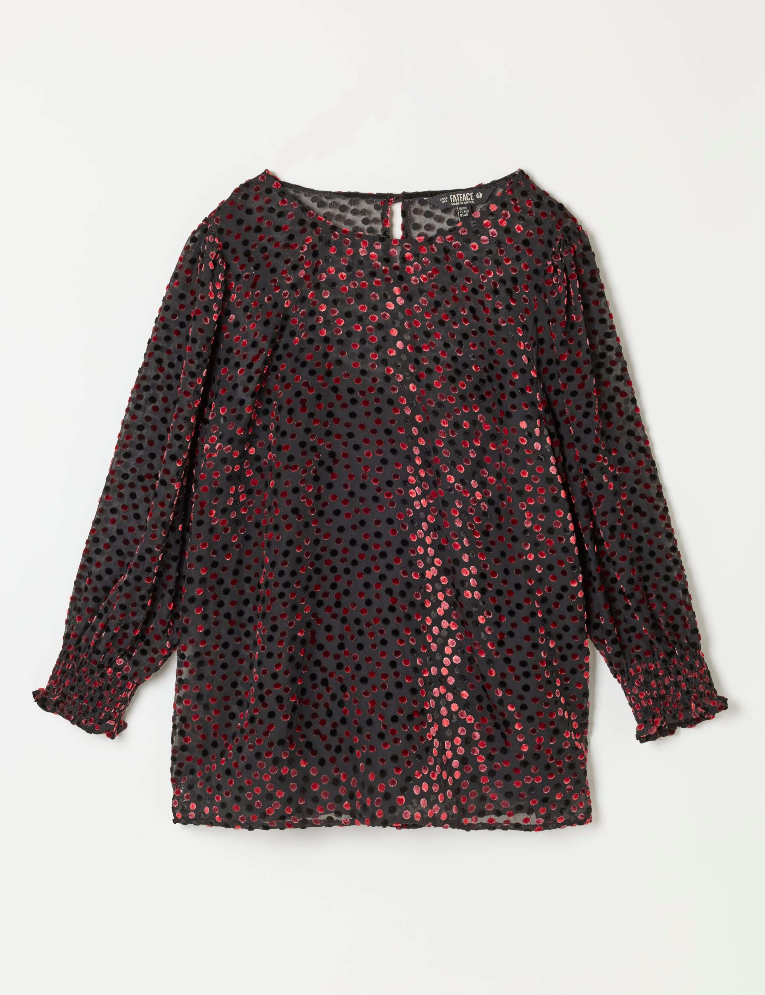 Devoré Round Neck Blouson Sleeve Blouse 2 of 6