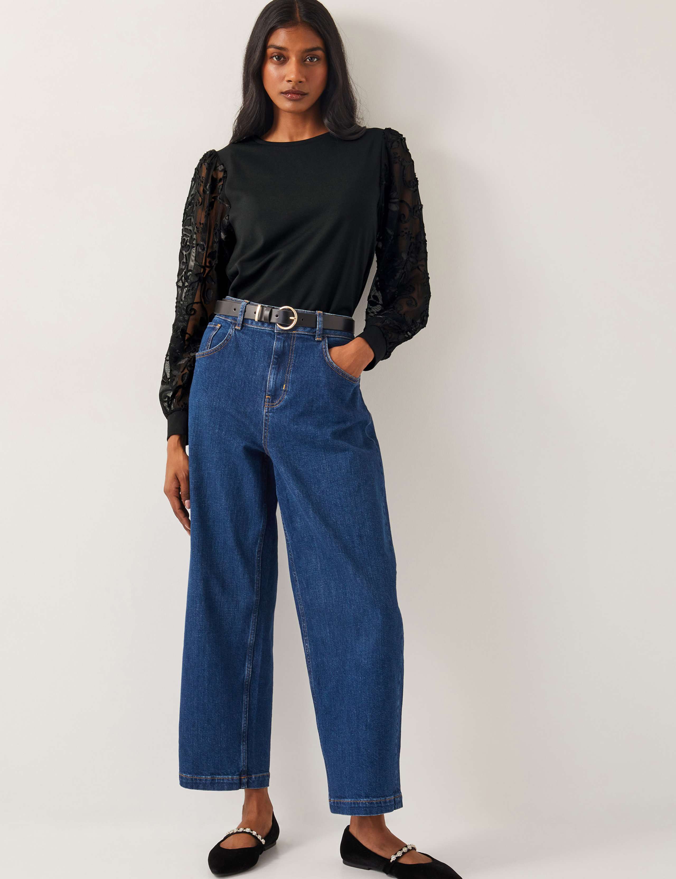 Sheer Lace Blouson Sleeve Top 3 of 4
