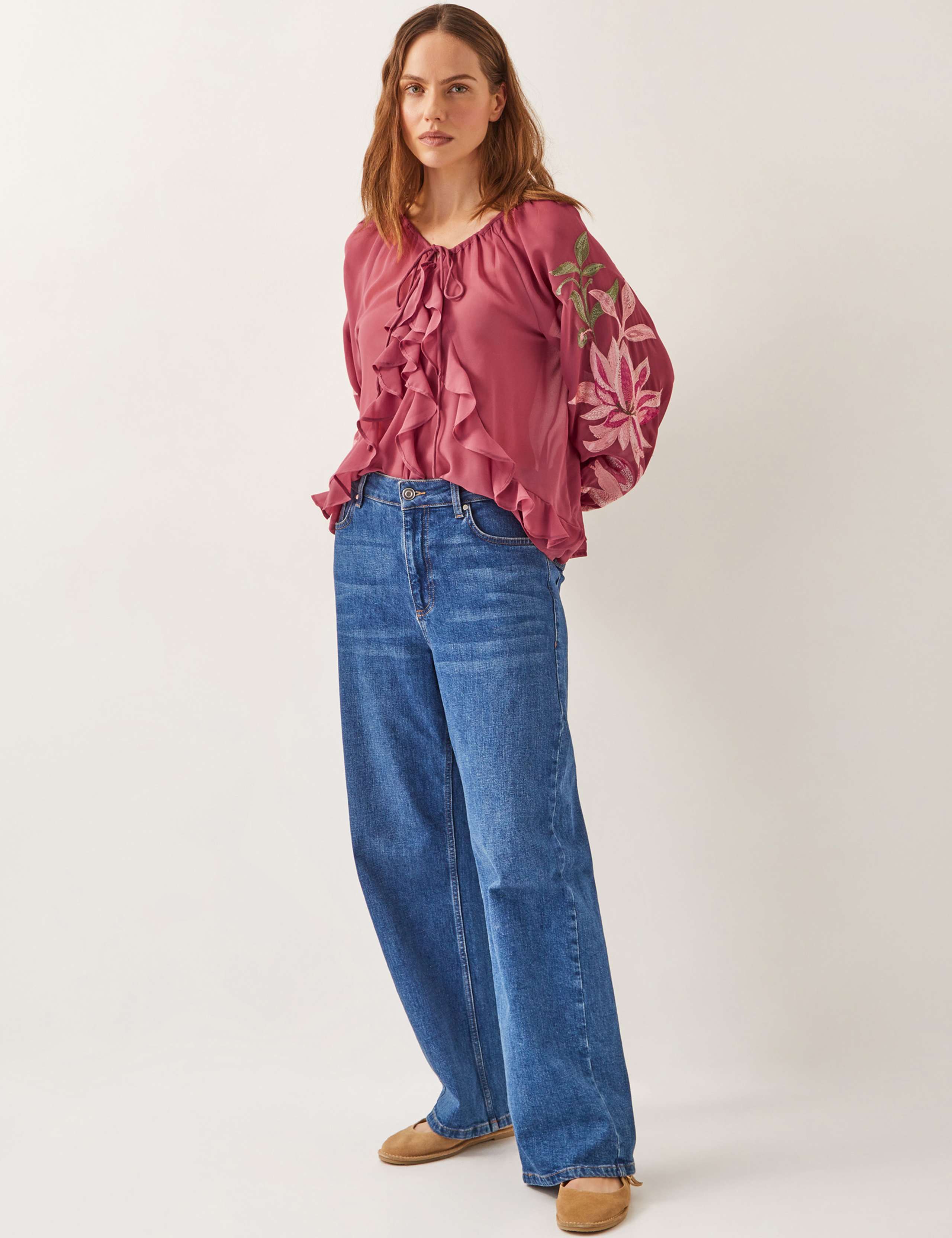 Embroidered Tie Neck Blouse 4 of 4