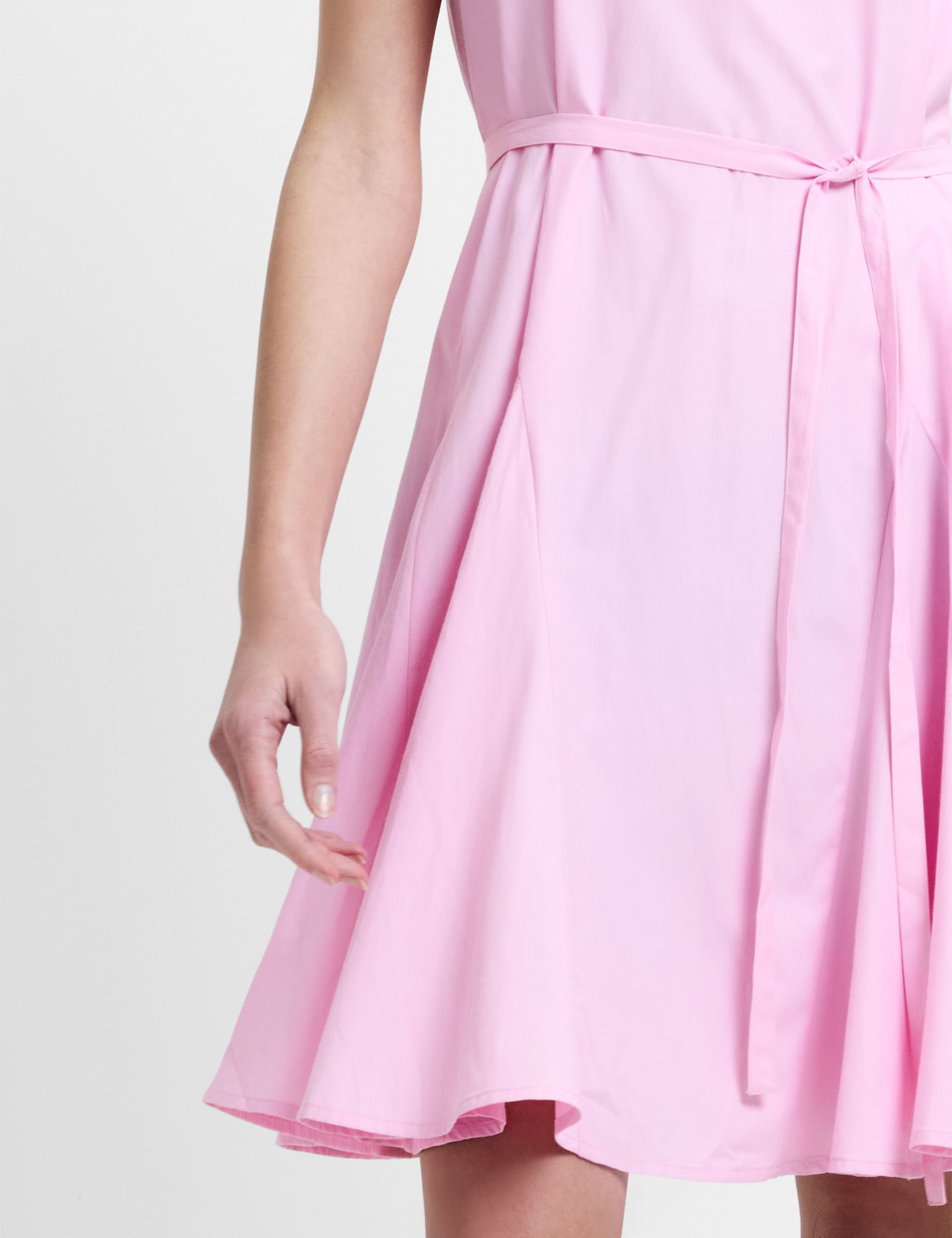 Cotton Blend Tie Neck Pleated Mini Skater Dress 7 of 7