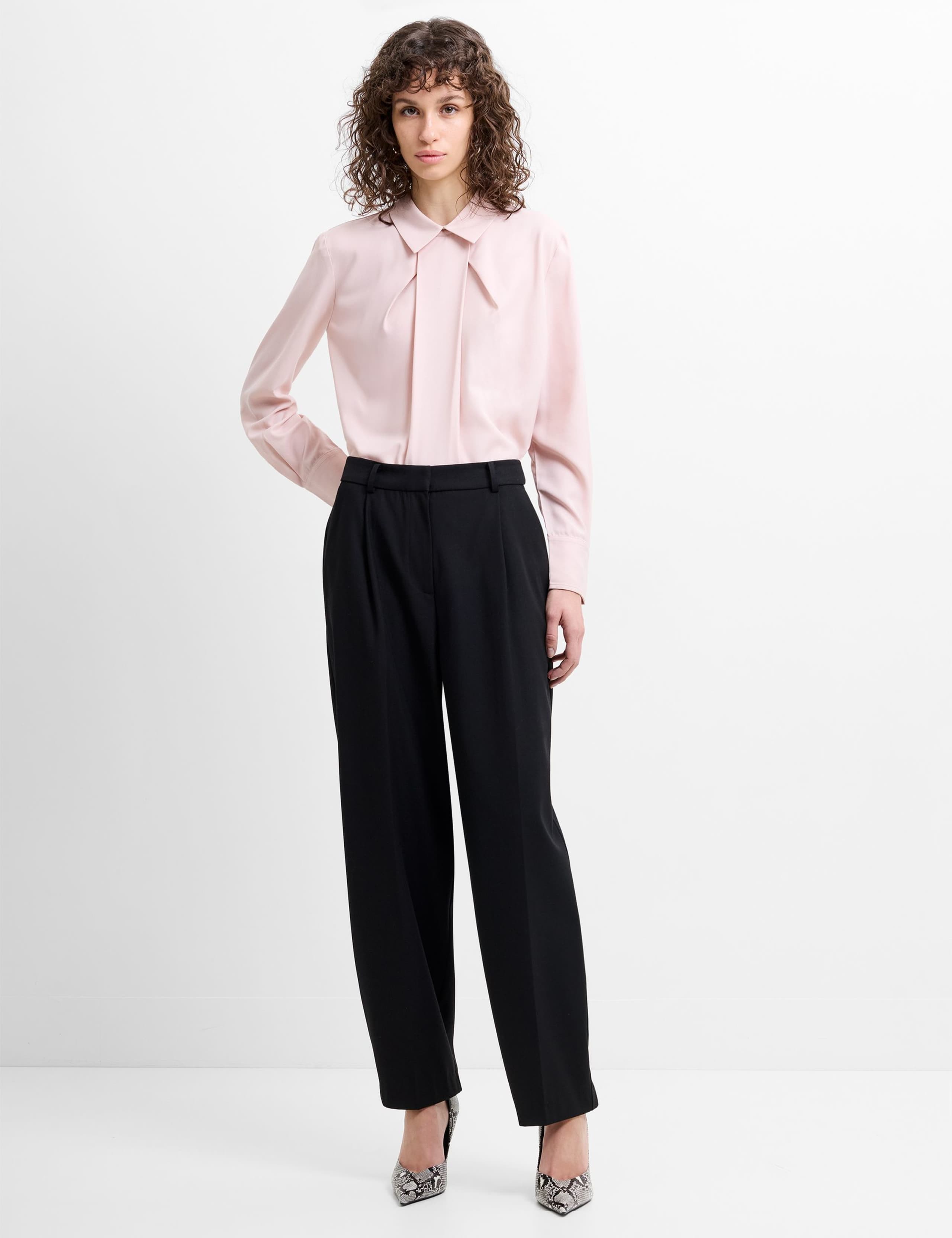 Pleated Barrel Leg Ankle Grazer Trousers 1 of 6