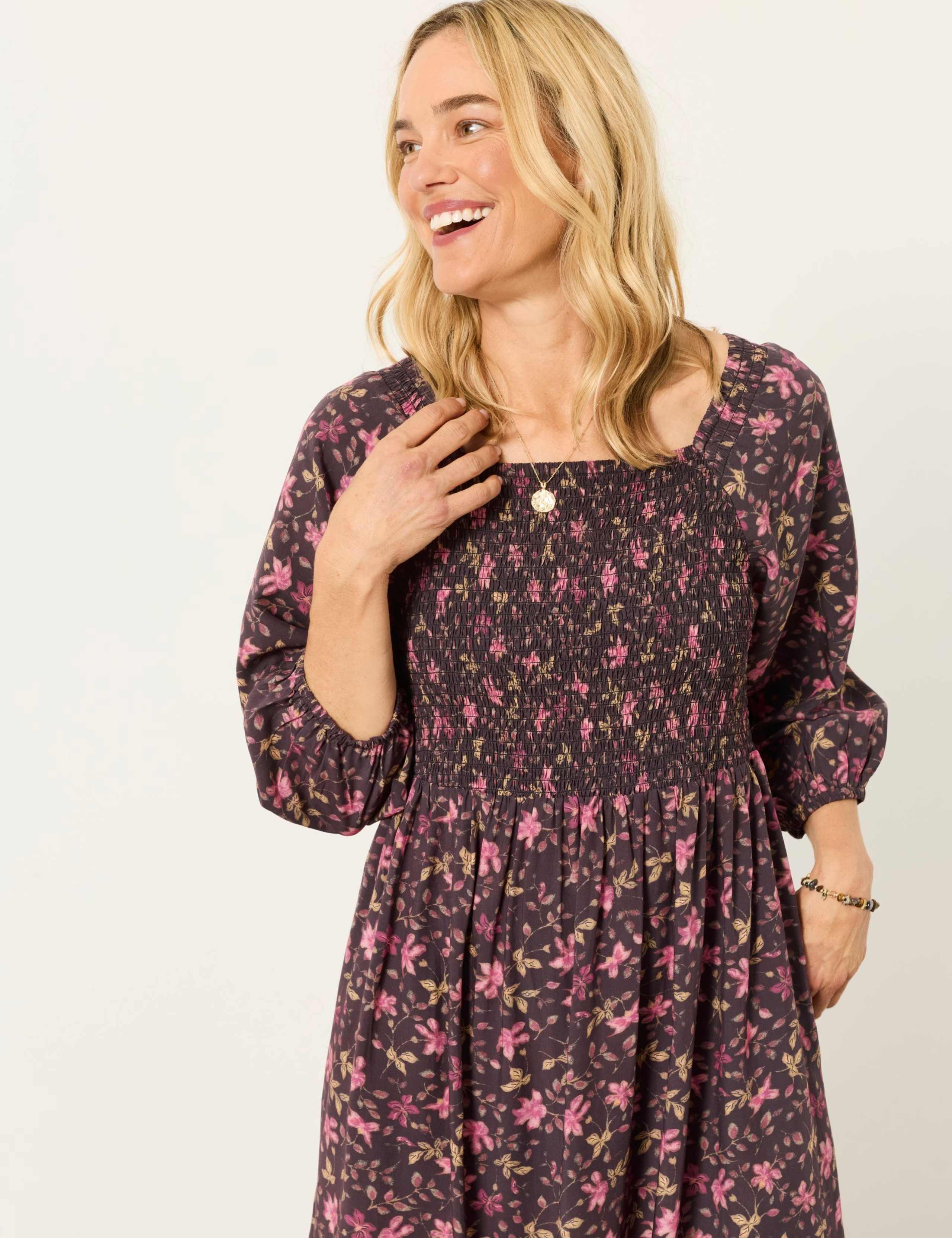 Floral Square Neck Midi Tea Dress 4 of 6