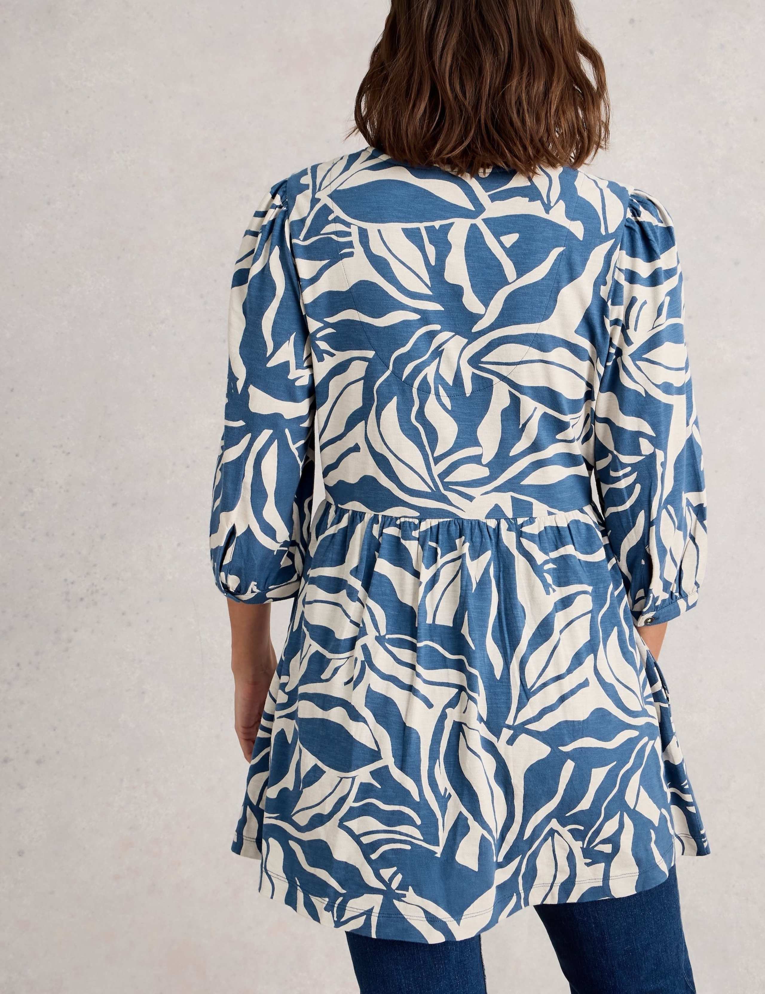 Pure Cotton Jersey Floral V-Neck Tunic 3 of 6