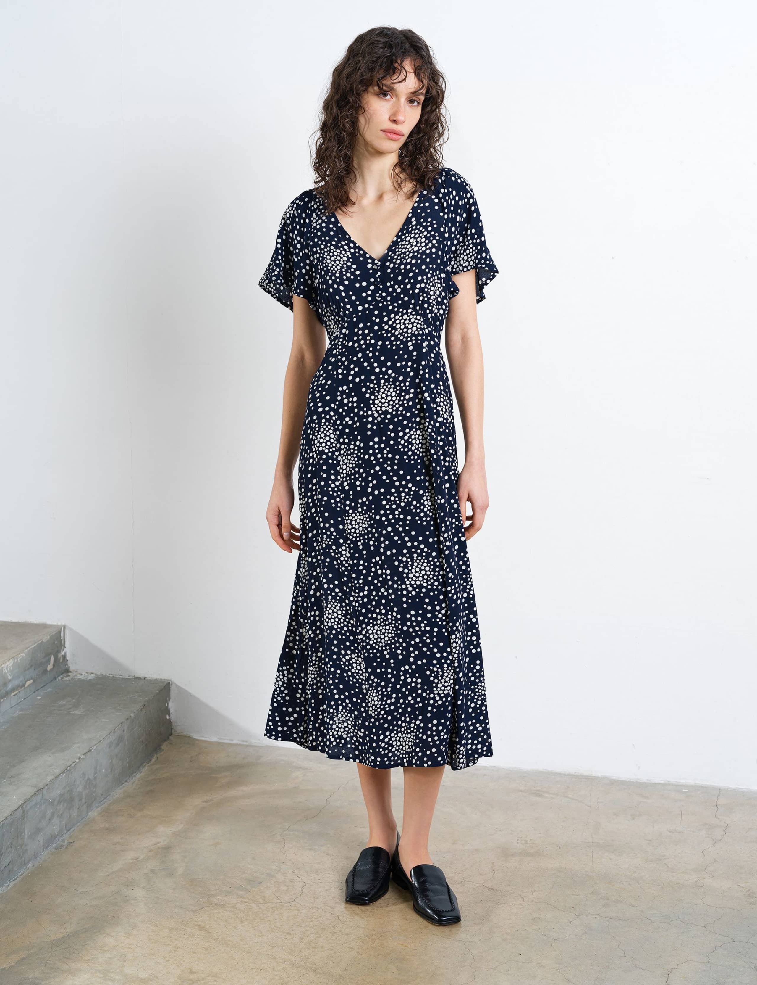 Polka Dot V-Neck Midi Tea Dress 1 of 5