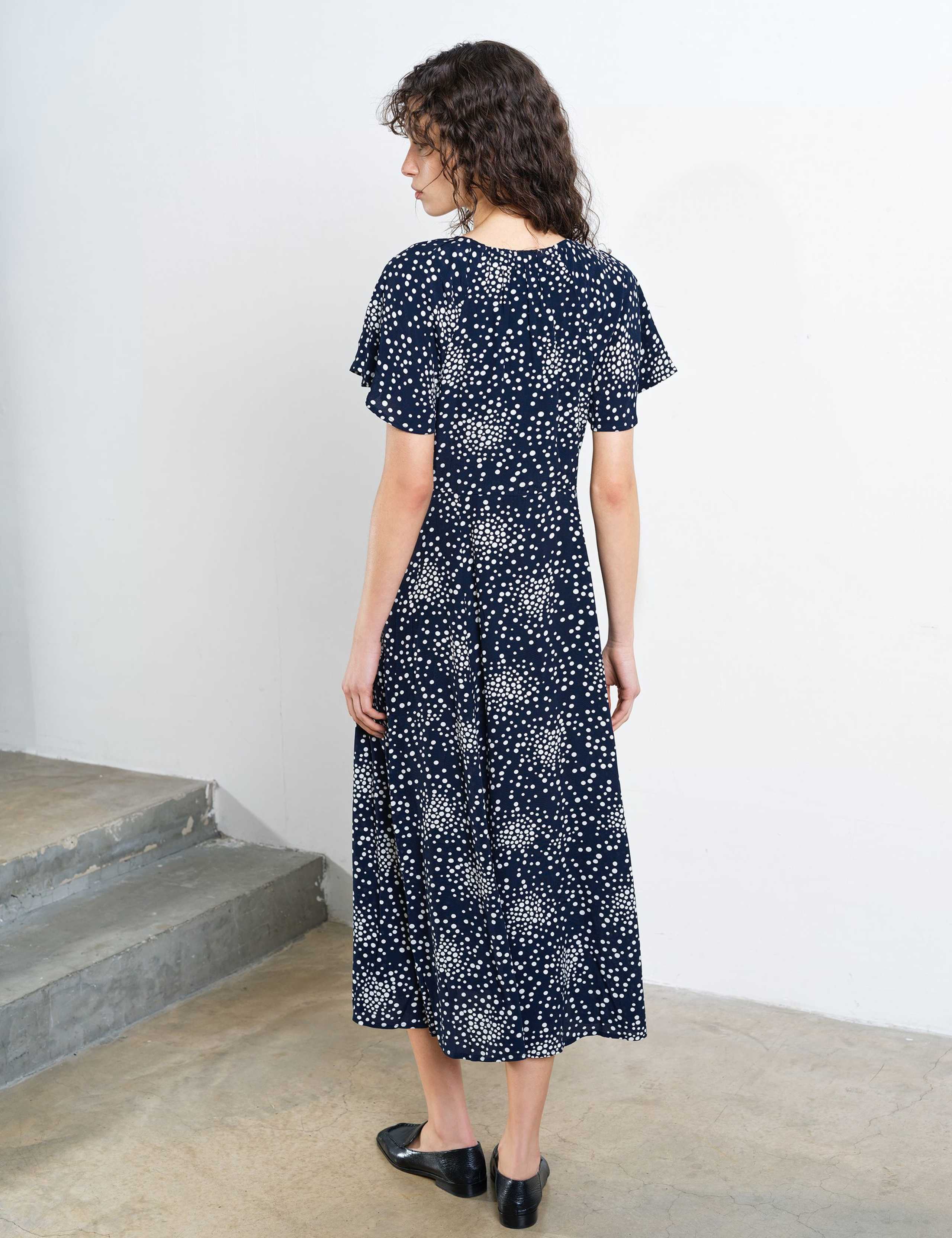 Polka Dot V-Neck Midi Tea Dress 3 of 5