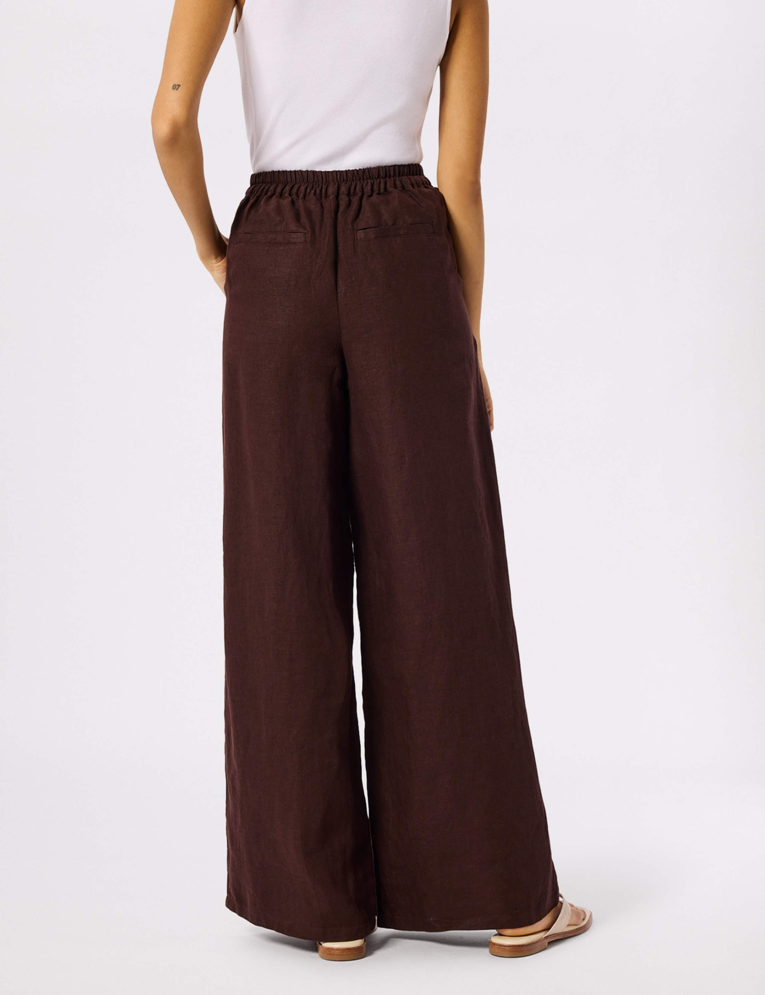 Pure Linen Drawstring Wide Leg Trousers 4 of 5