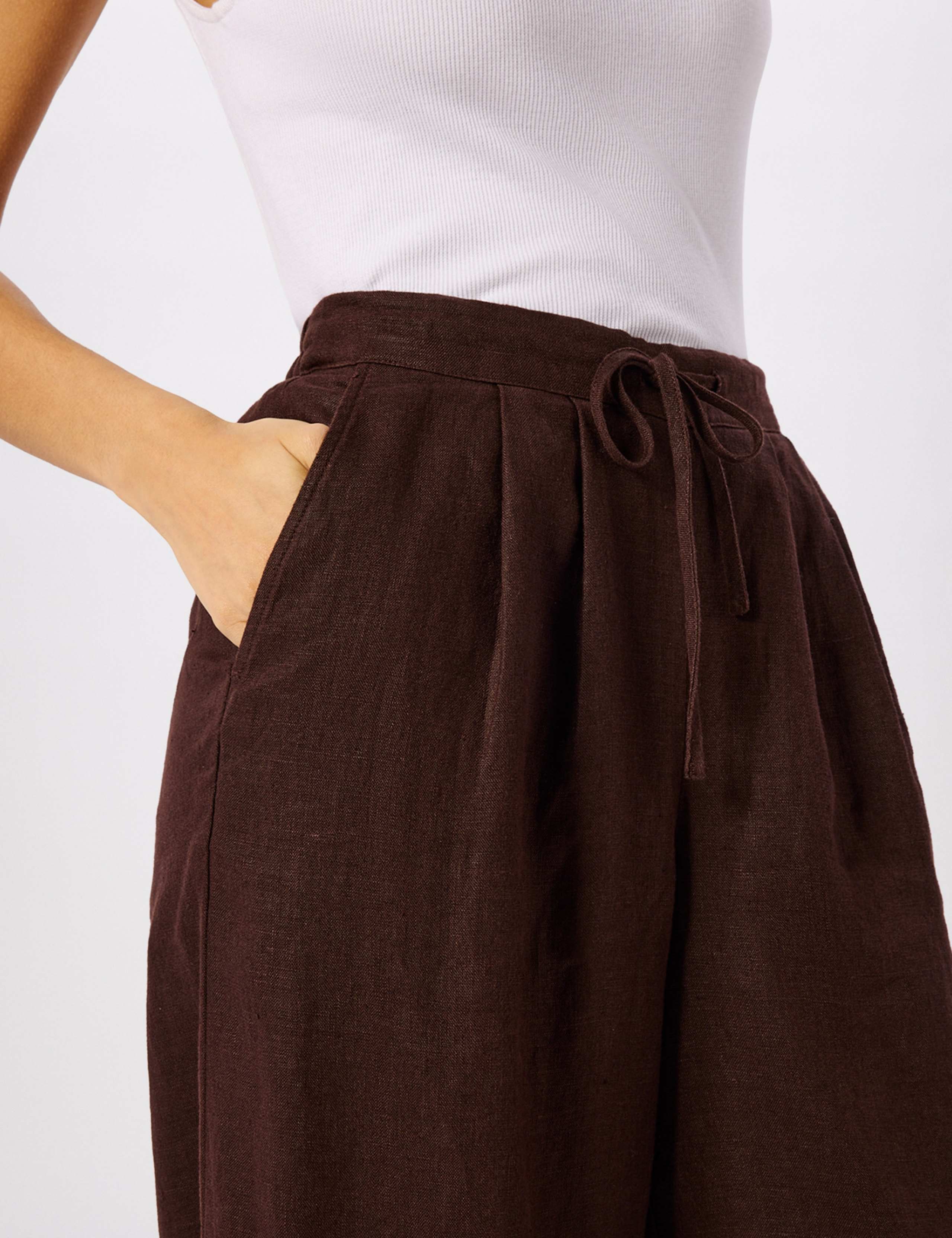 Pure Linen Drawstring Wide Leg Trousers 5 of 5