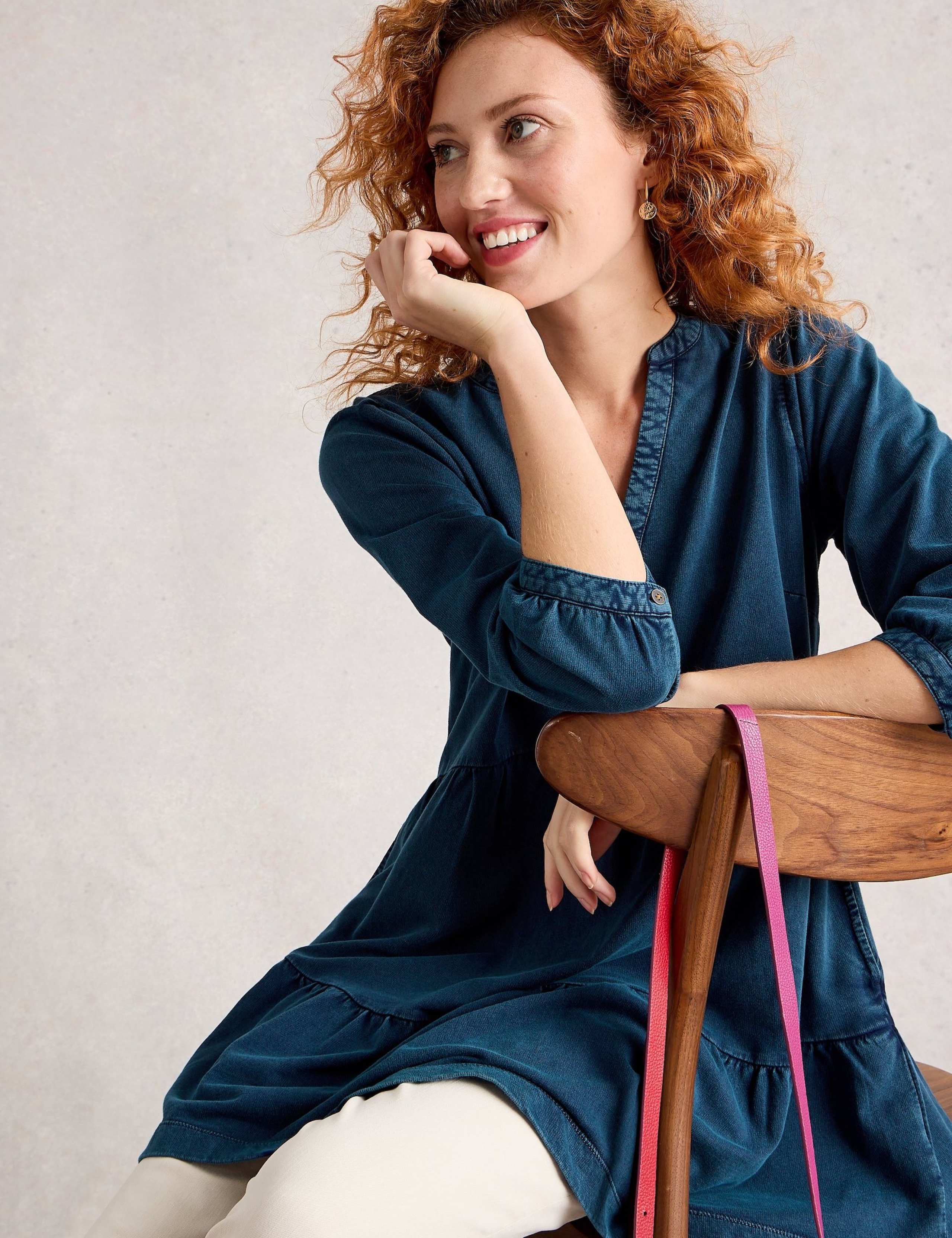Denim V-Neck Tiered Tunic 3 of 6