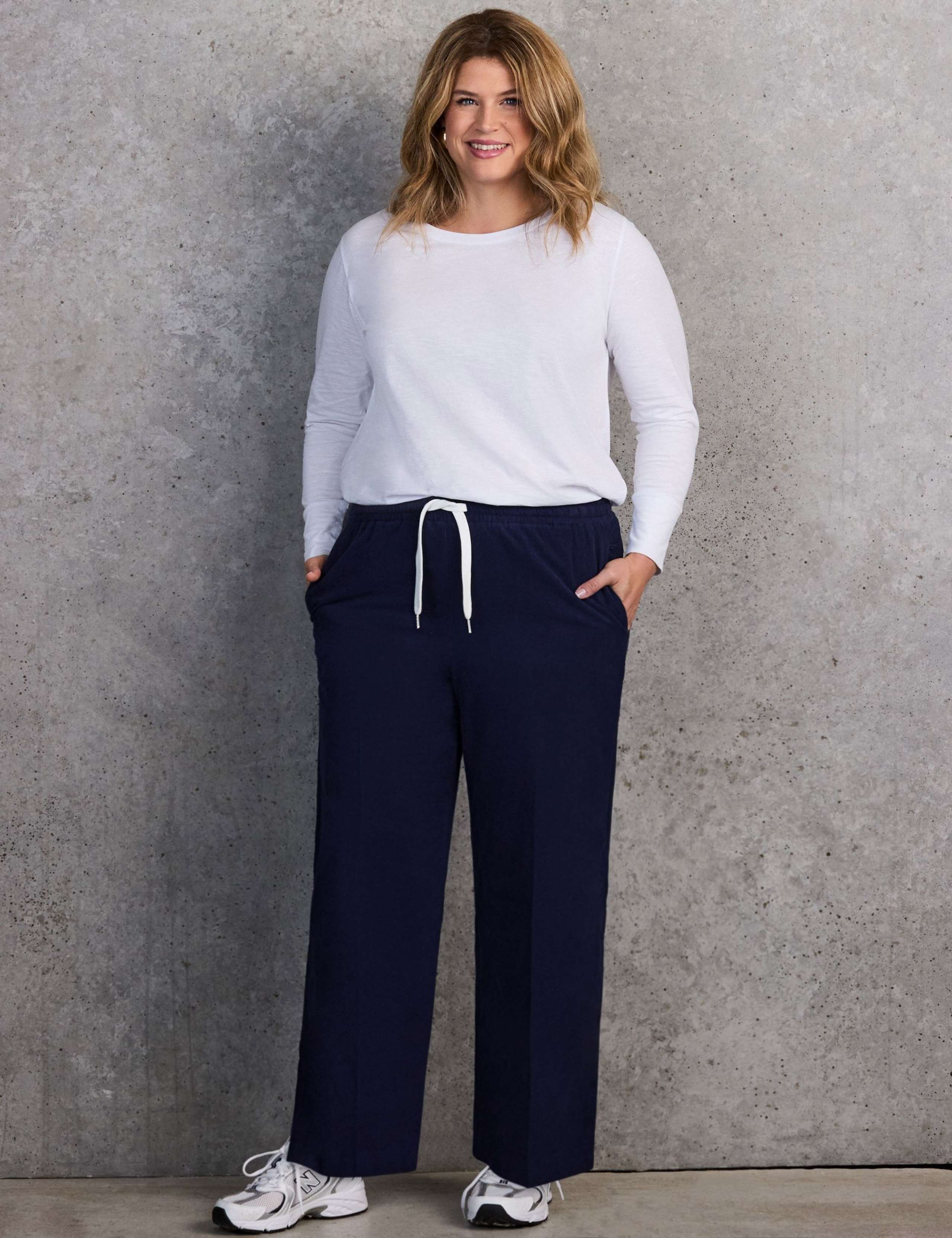 Pure Cotton Drawstring Wide Leg Trousers 1 of 2