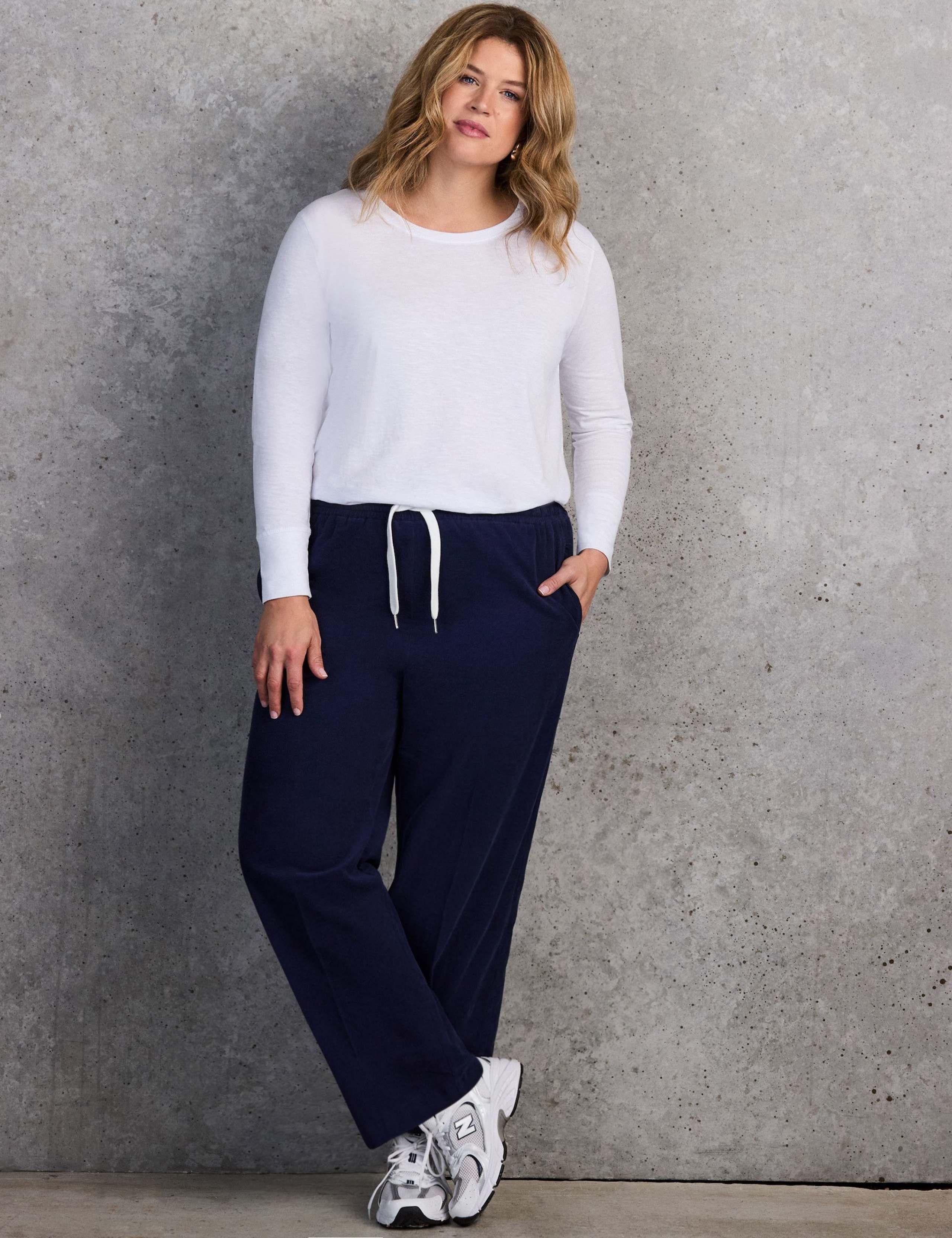 Pure Cotton Drawstring Wide Leg Trousers 2 of 2