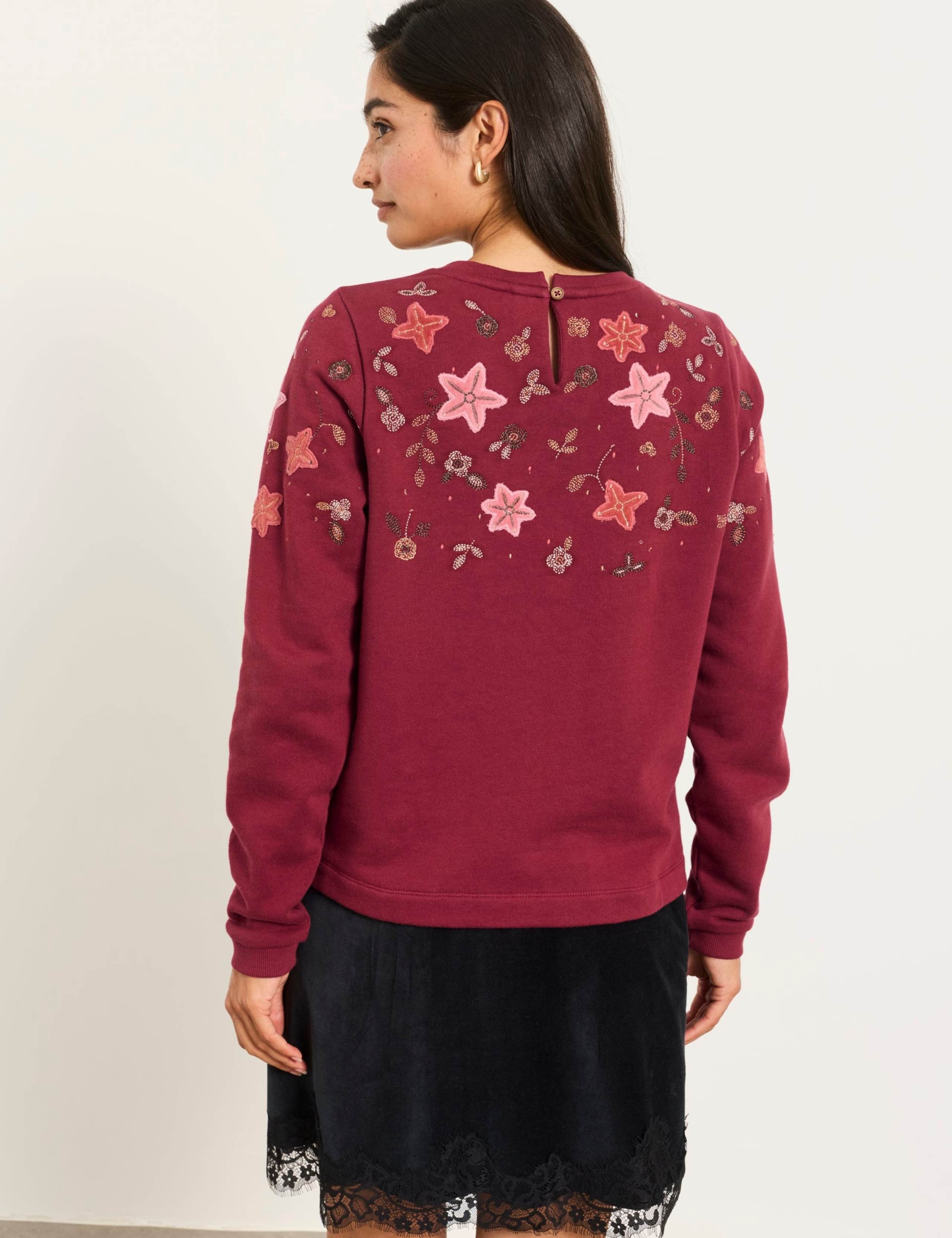 Pure Cotton Embroidered Floral Sweatshirt 4 of 5