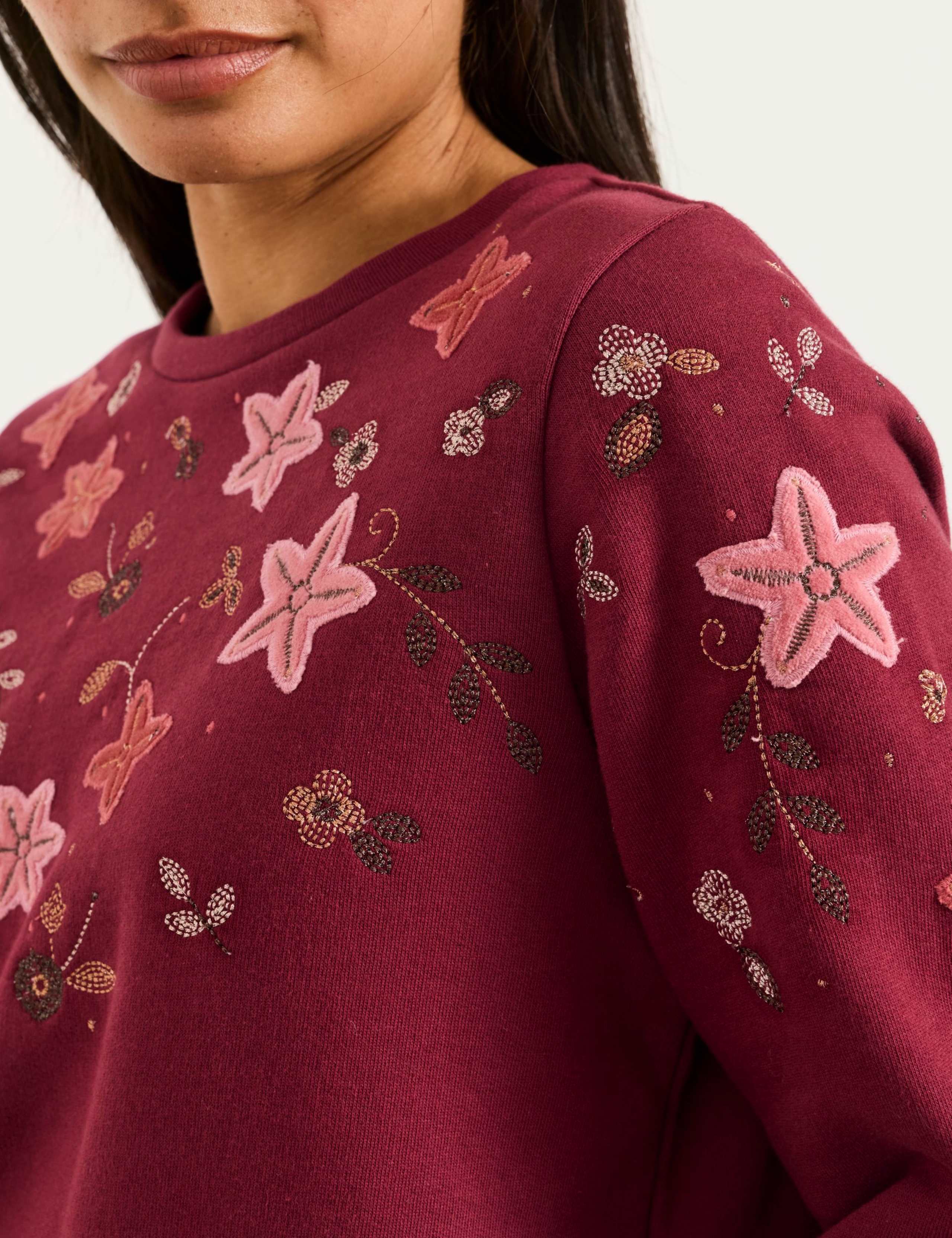 Pure Cotton Embroidered Floral Sweatshirt 5 of 5