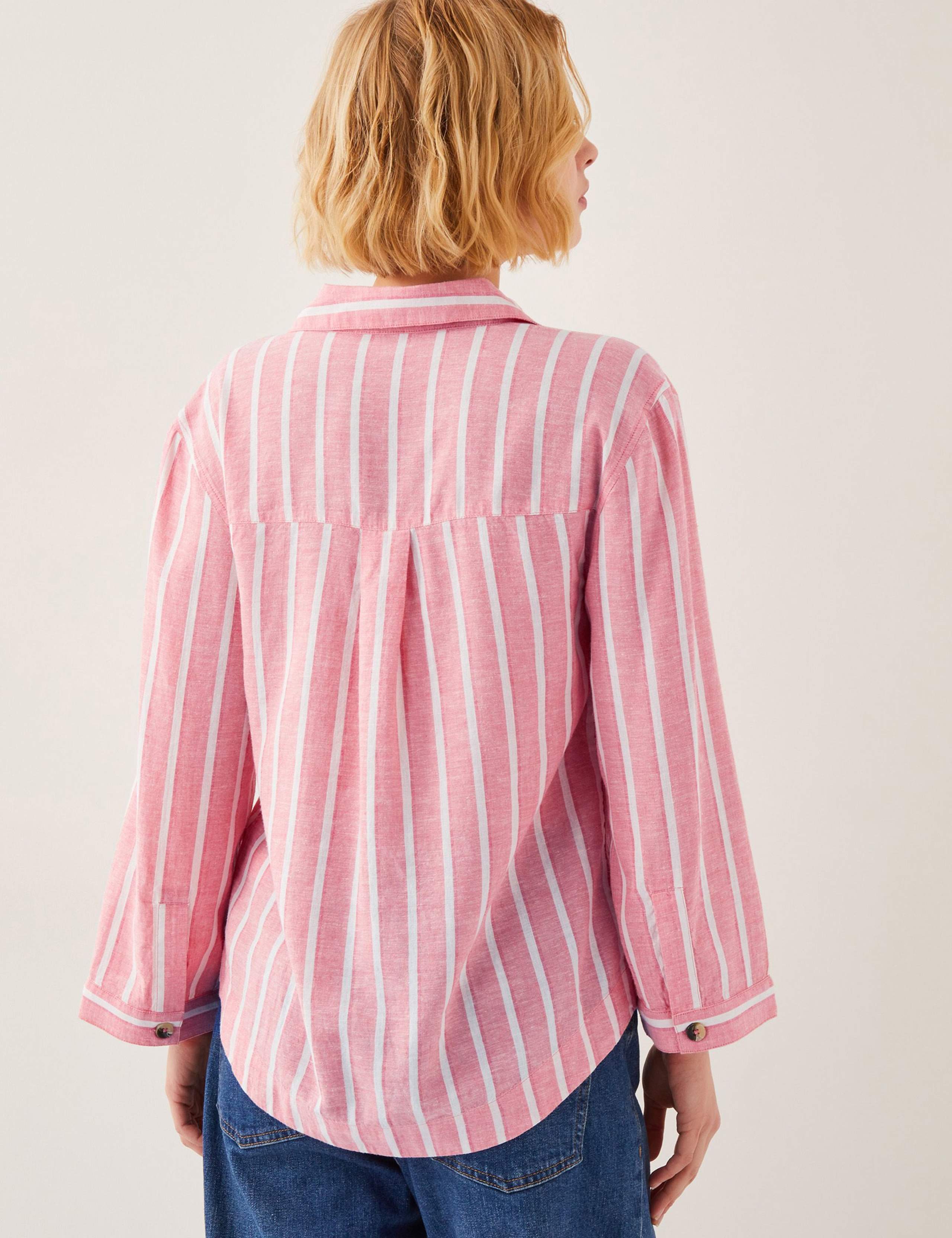Linen Blend Striped Collared Shirt 5 of 5