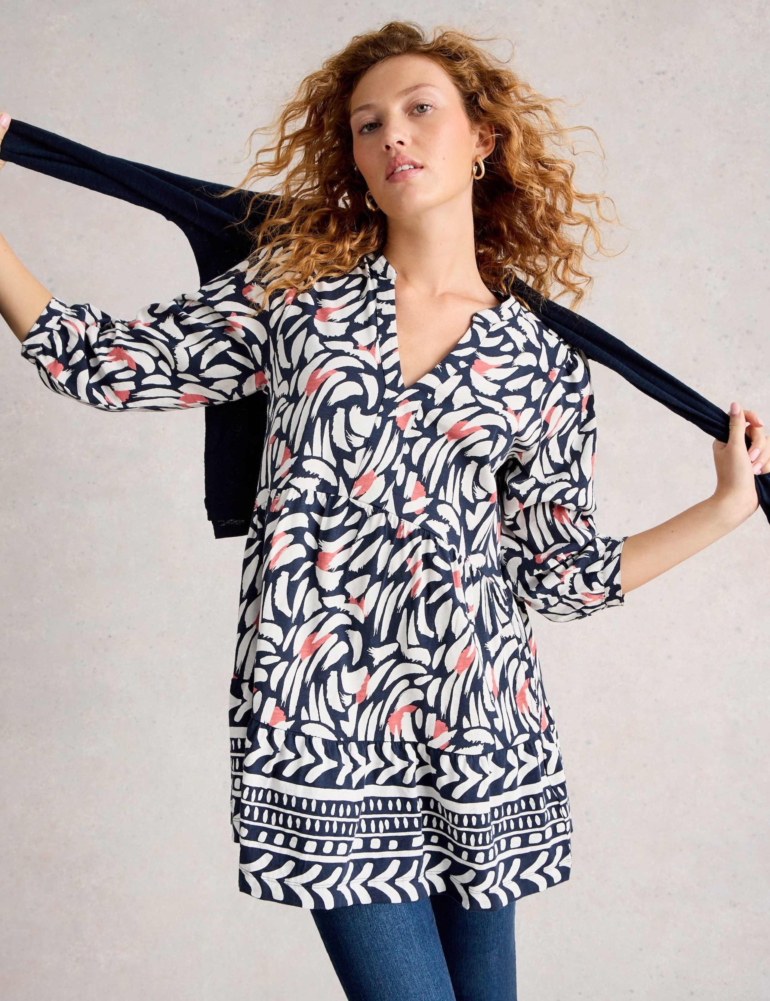 Pure Cotton Floral V-Neck Tunic 3 of 6