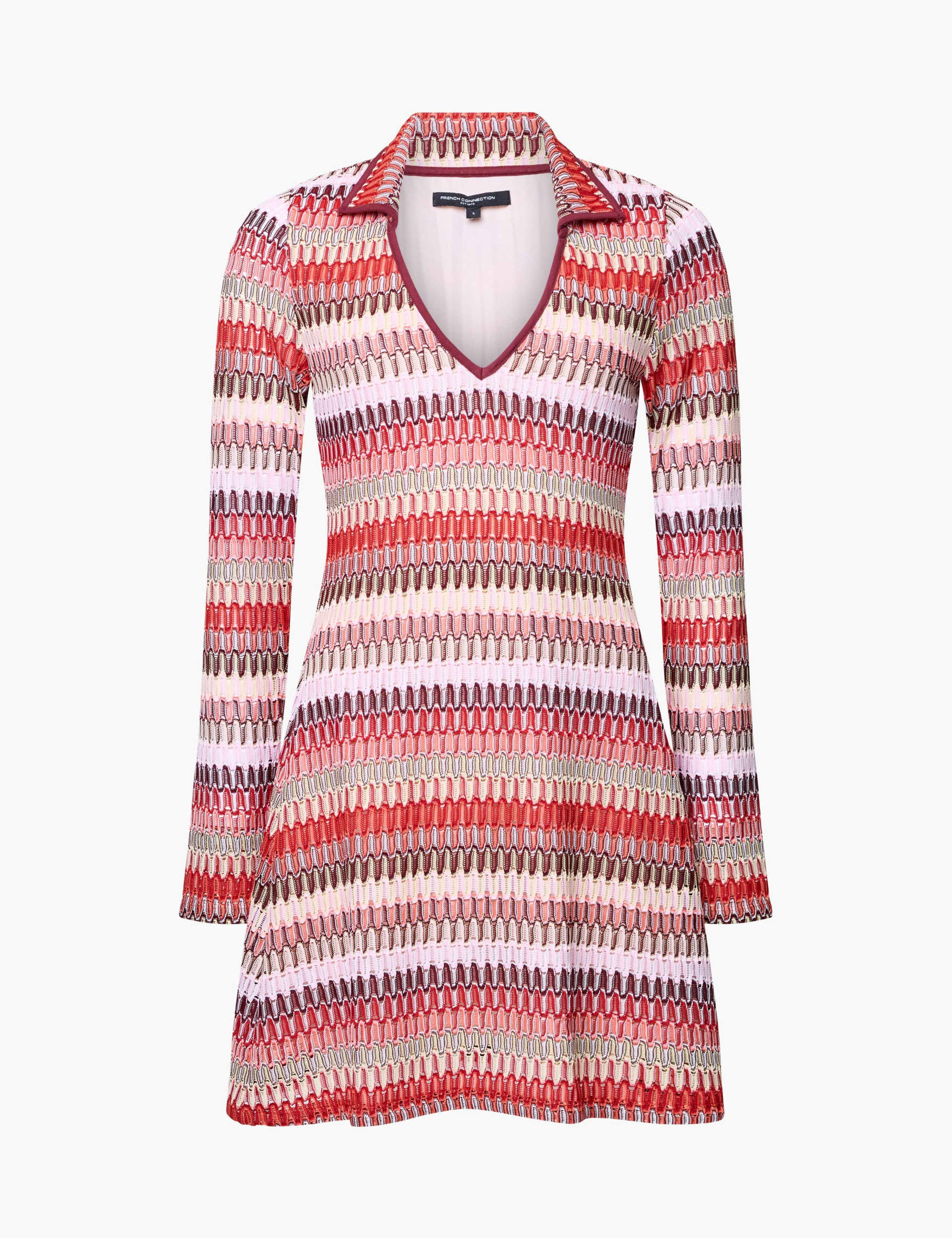 Knitted Striped Mini Shift Dress 2 of 5