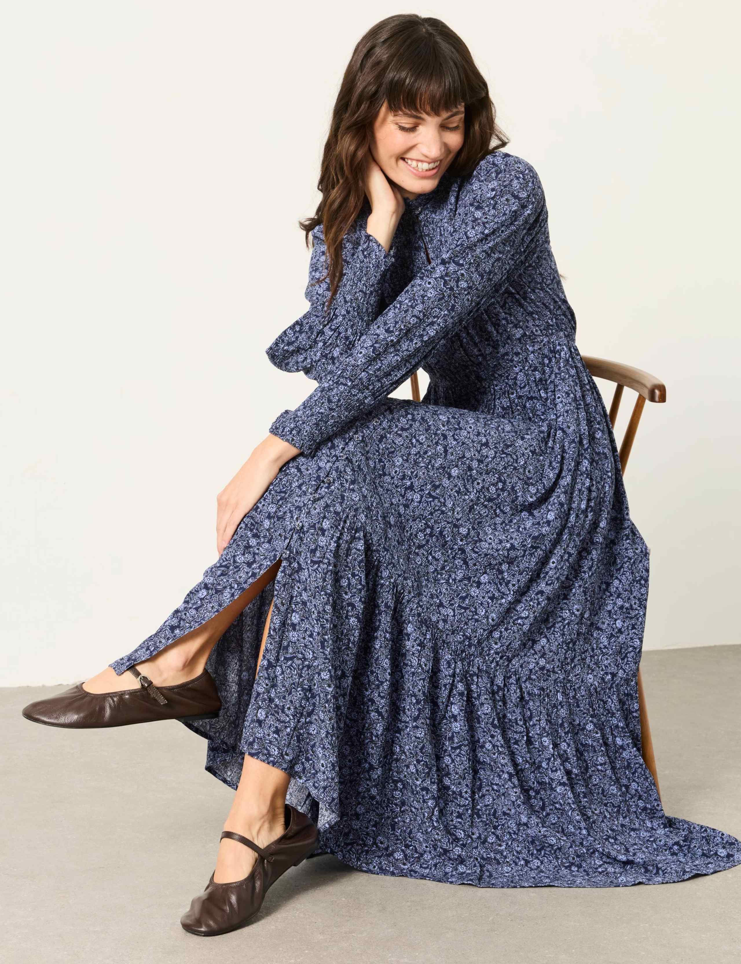 Two-Tone Floral Maxi Tea Dress 4 of 6