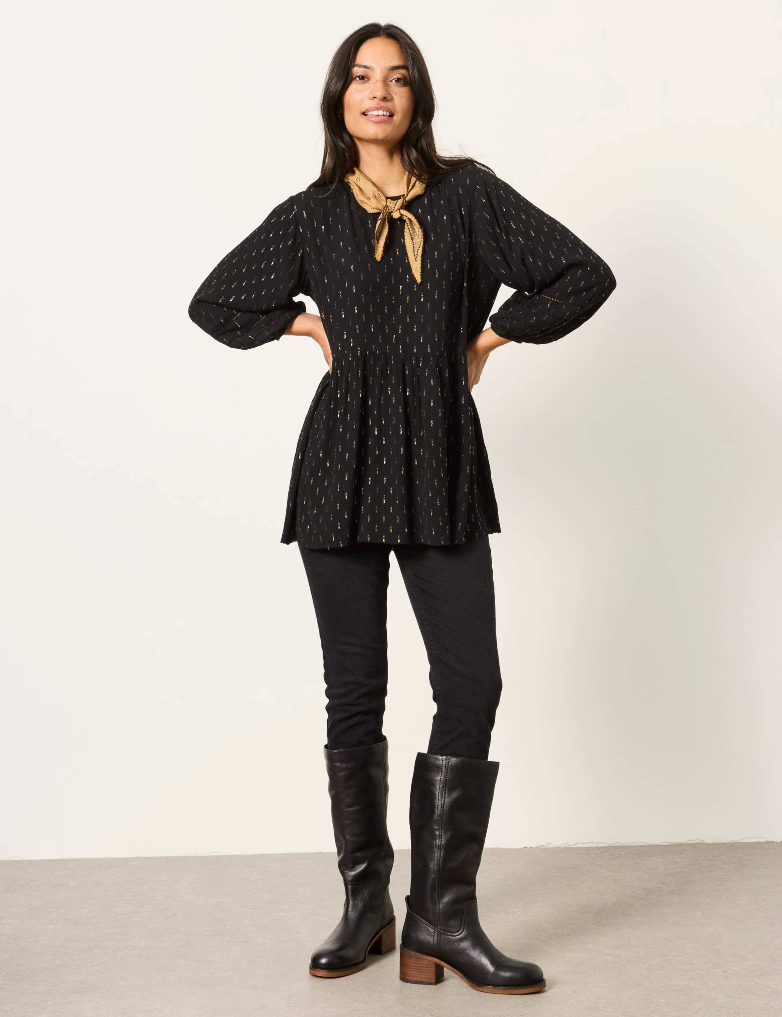Metallic Lace Insert Tunic Blouse 3 of 6