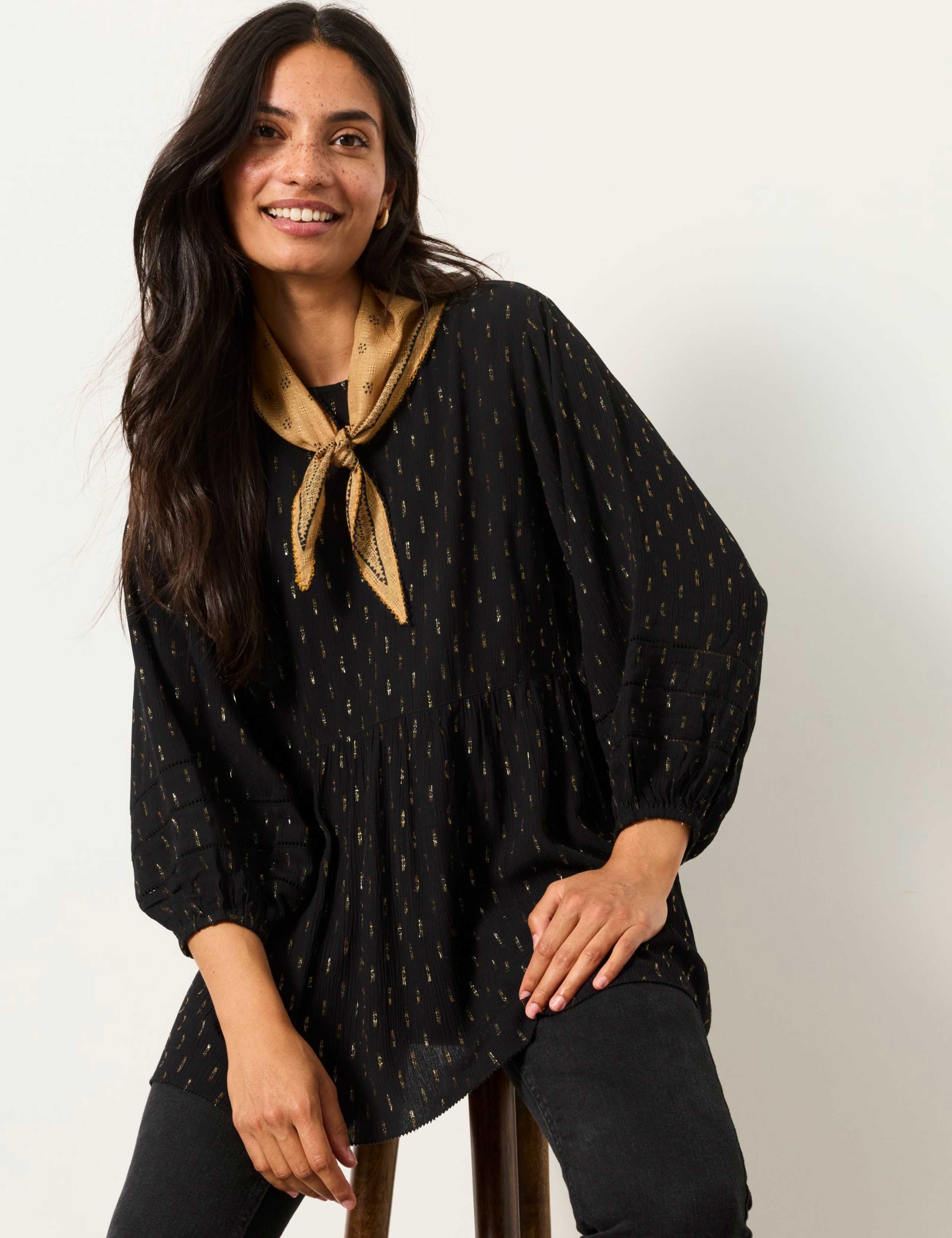 Metallic Lace Insert Tunic Blouse 4 of 6