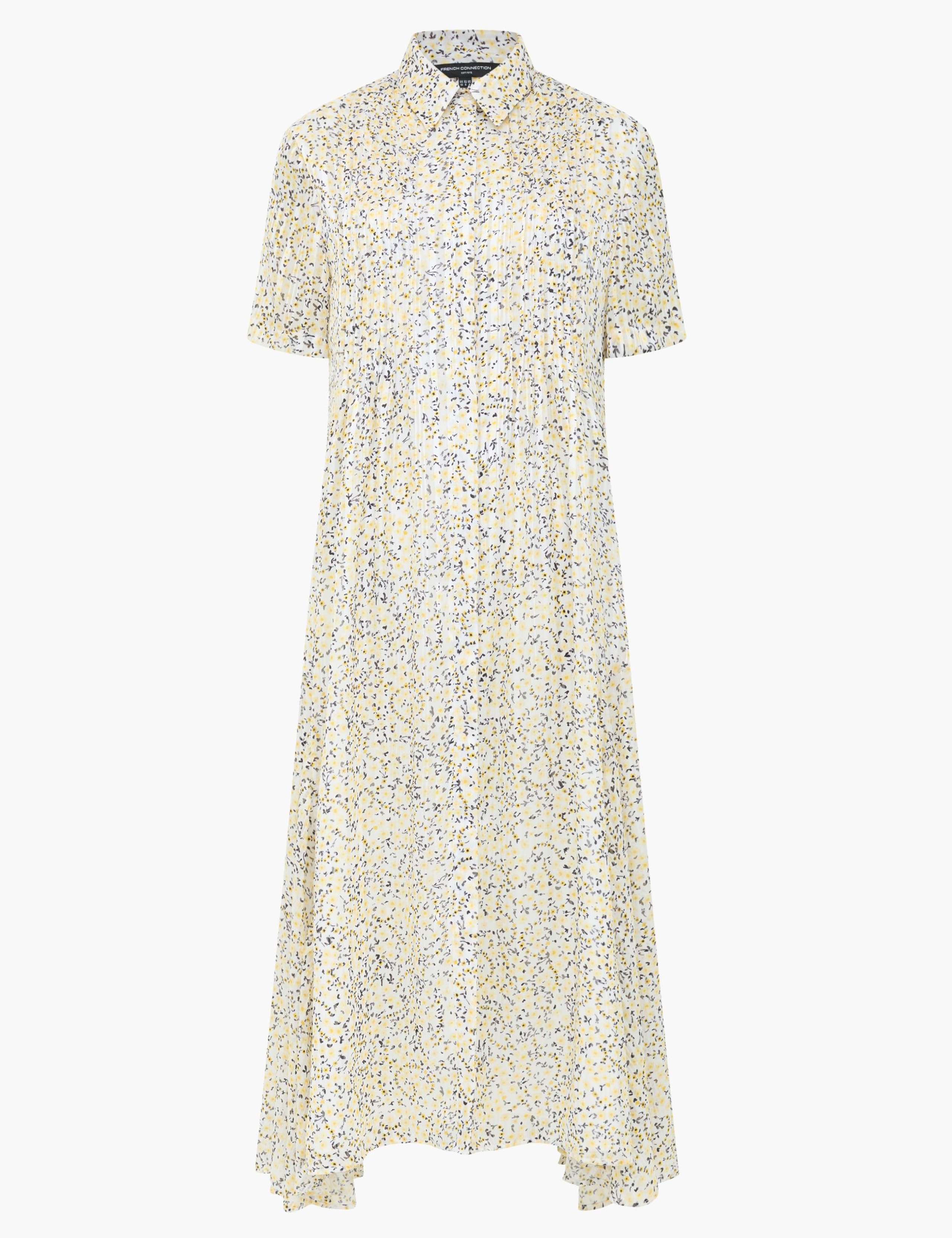 Satin Ditsy Floral Collared Midi Shirt Dress 1 of 1
