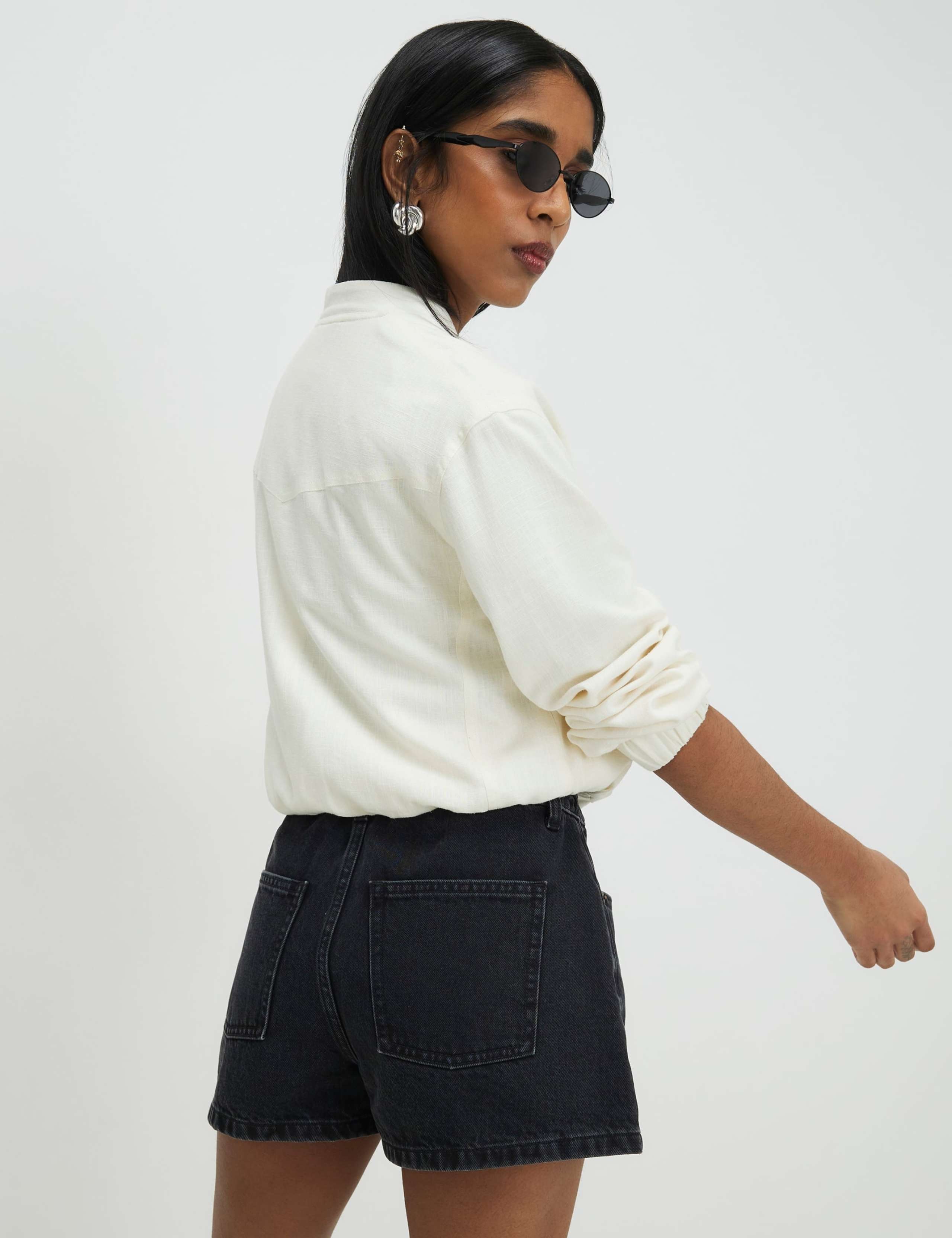 Denim High Waisted Shorts 2 of 4